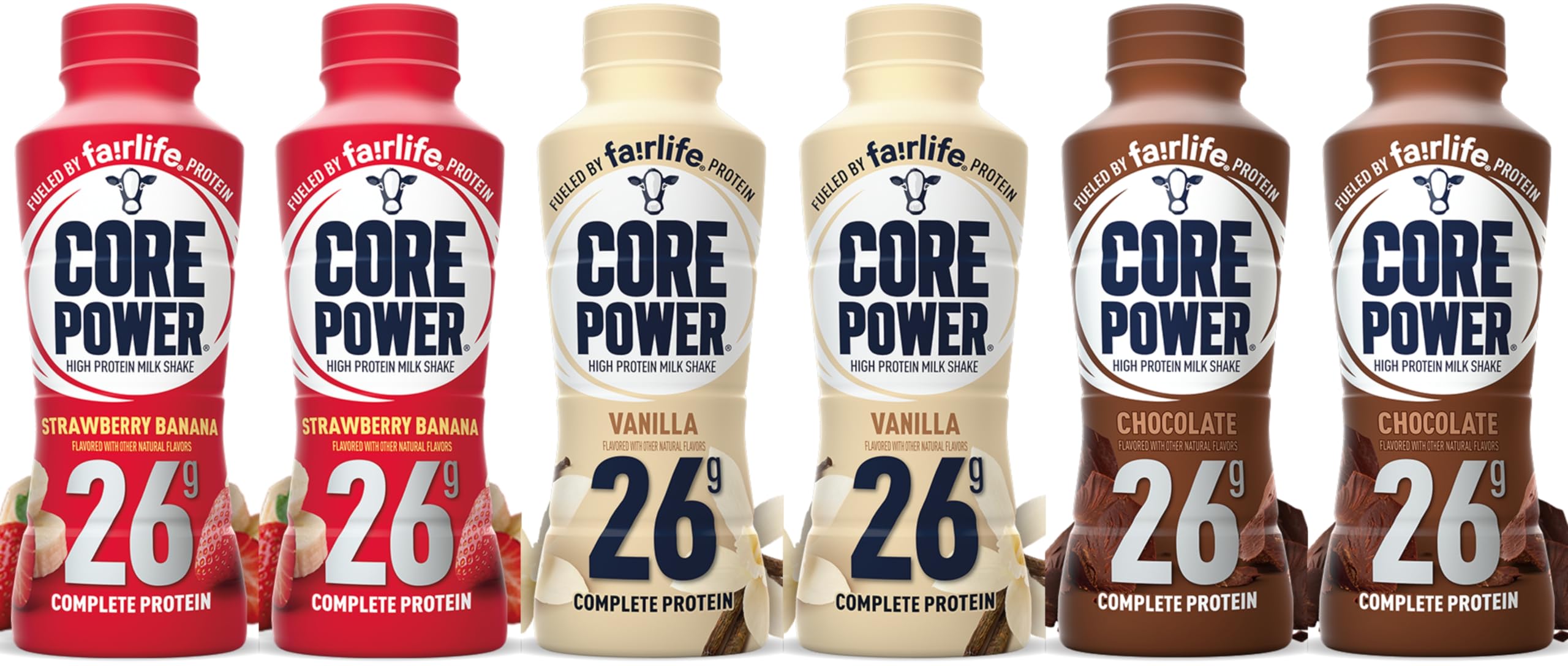 Fairlife Core Power High Protein Milk Shake - 26g Protein, 14 fl oz (Pack of 6) | Ready-to-Drink Protein Shake for Post-Workout Recovery, Muscle Building & Healthy Lifestyle | Variety Pack with Natural Flavors