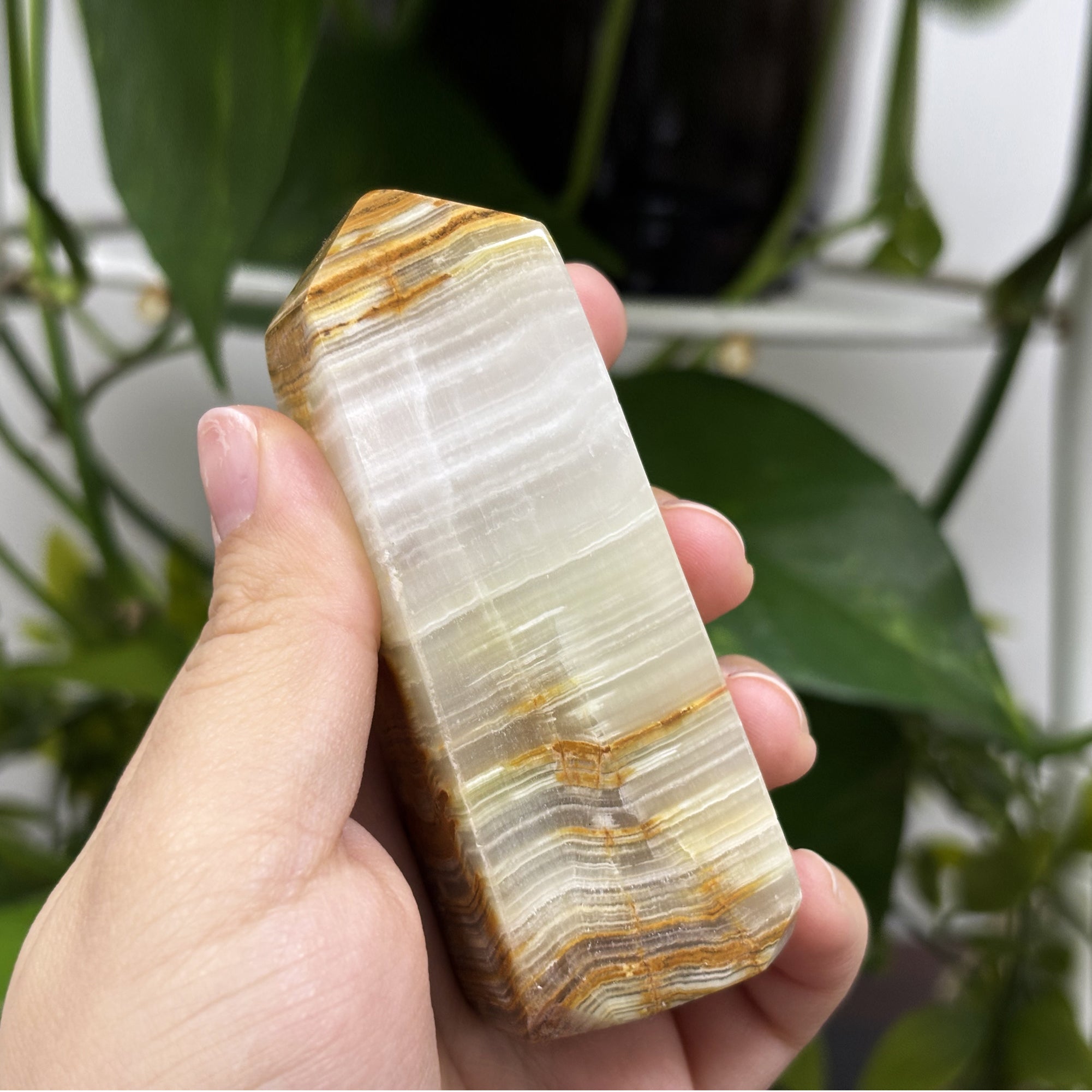 Natural Green Onyx Crystal Obelisk Tower Point - Polished Healing Stone for Balance, Strength & Positive Energy | Feng Shui Home Decor, Meditation & Spiritual Healing Gift