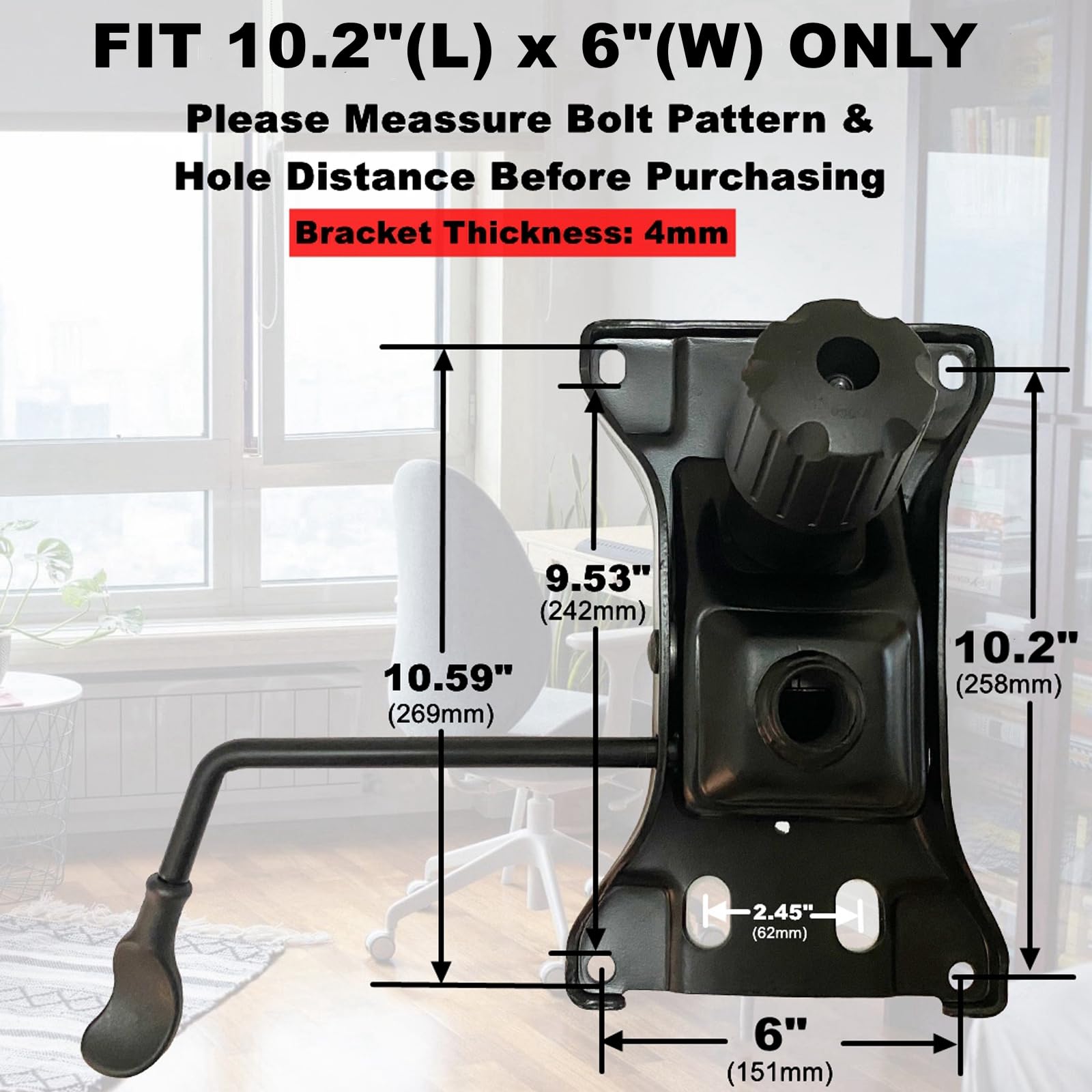 Heavy Duty 500LBs Office Chair Tilt Mechanism Replacement - Swivel Tilt Base with 6