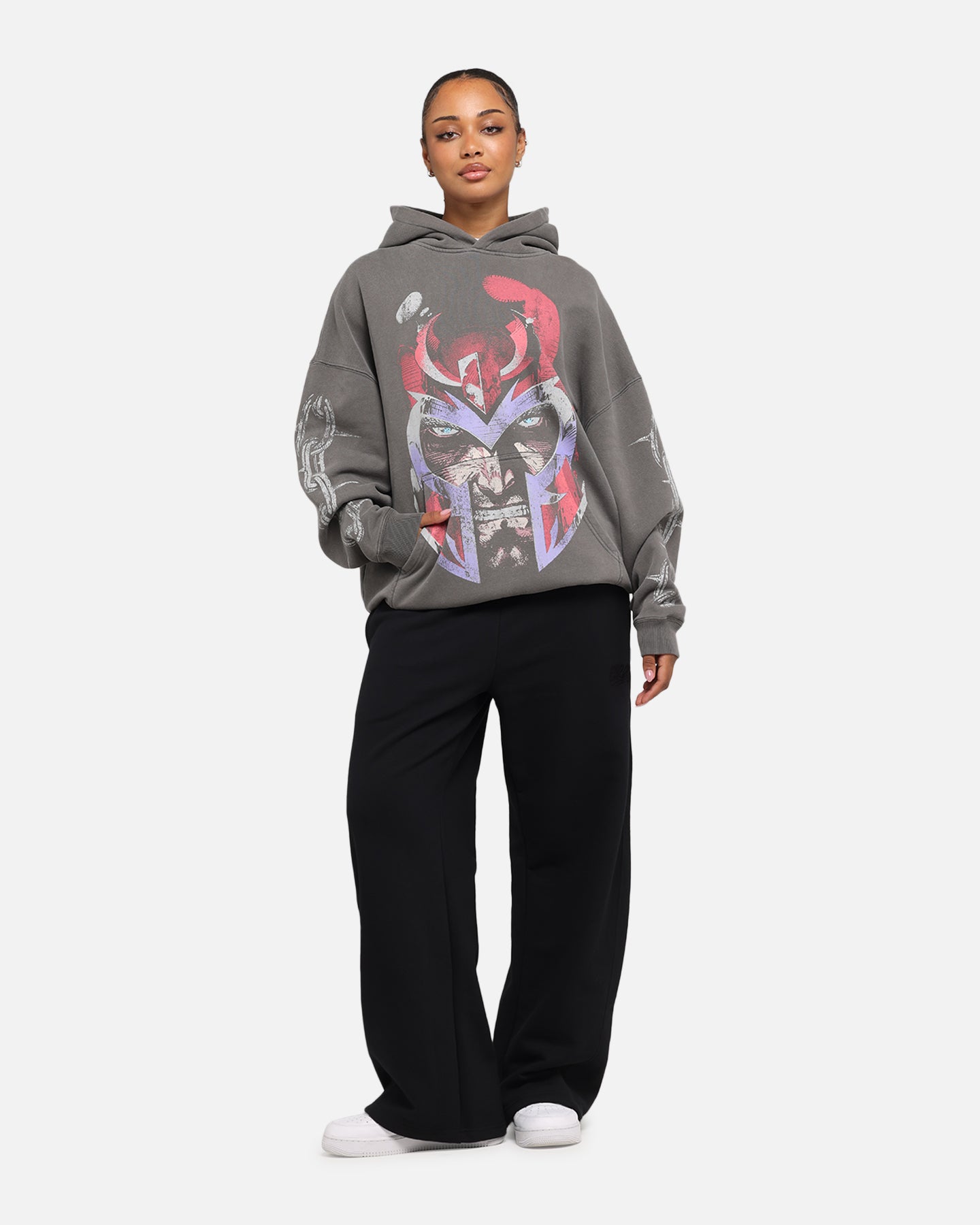 Marvel X-Men Magneto Premium Hoodie - Washed Charcoal - American Thrift - Superhero Cosplay & Casual Wear