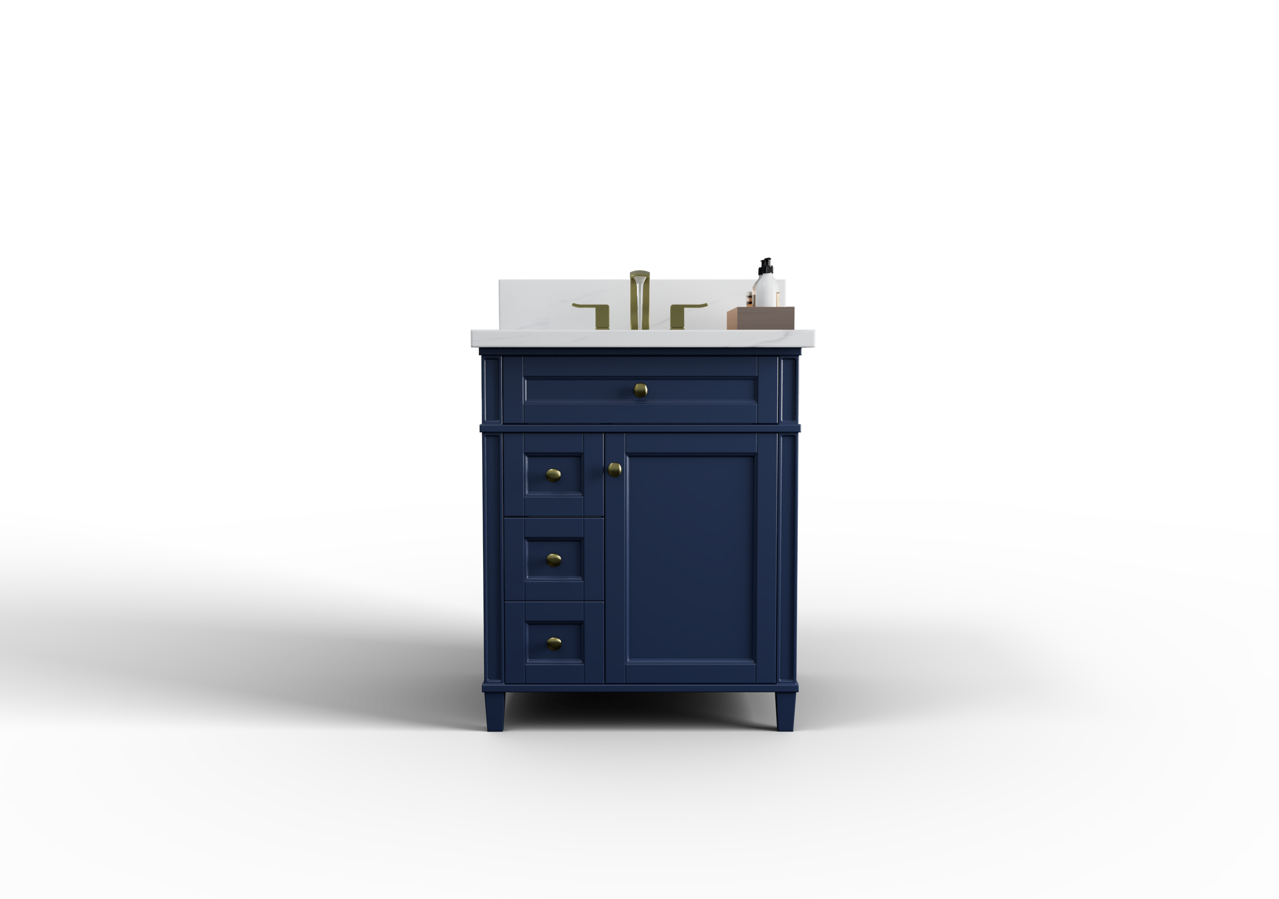 Kensington 29.5-Inch Left Drawer All-Wood Navy Blue Vanity Cabinet | Perfect for Bathroom Storage & Organization