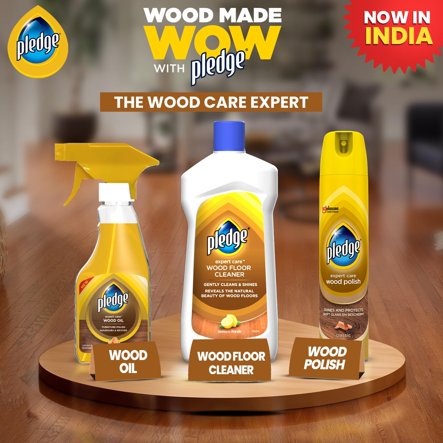Pledge Expert Care Wood Floor Cleaner - Gently Cleans & Shines Hardwood Floors (16oz, Lemon Fresh Scent) - Safe for Daily Use in Homes & Offices