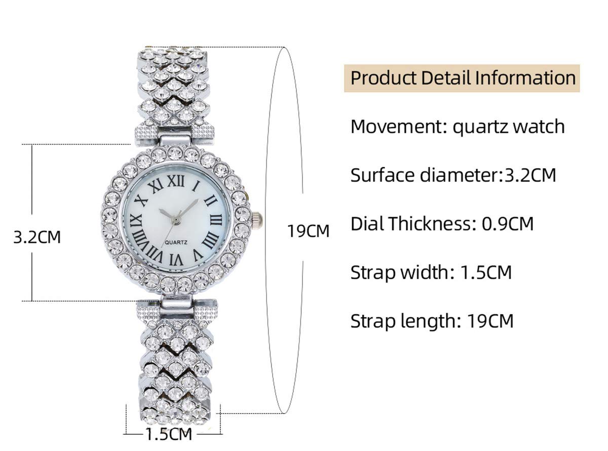 Luxury Diamond Quartz Watch for Women - Elegant Ladies Wristwatch with Crown Bangle Set, Perfect Gift for Birthday, Anniversary & Special Occasions | Formal Events, Office Wear & Evening Parties