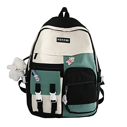 Cute Kawaii Aesthetic Backpack for Teen Girls & Boys - Lightweight School Bookbag with Laptop Compartment (Black) | Perfect for High School, College, Travel & Daily Use
