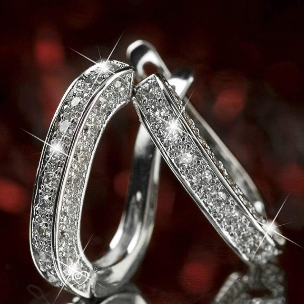 Luxury 14K Gold Round Diamond Hoop Earrings for Women - Elegant Glittering Stud Earrings, Valentine's Day Birthday Anniversary Gift for Her - Perfect for Date Night, Wedding & Special Occasions