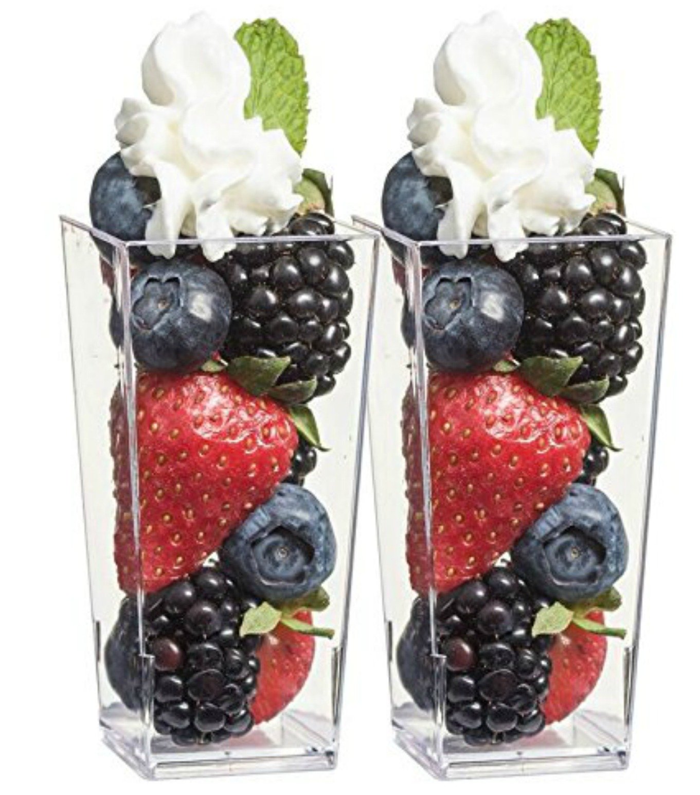 Zappy 200 Mini 3oz Clear Square Plastic Dessert Cups - Tall Shot Glasses for Shooter Drinks, Tasting Samples, Parfait Bowls & Party Appetizers - Perfect for Cocktails, Desserts, and Catering Events