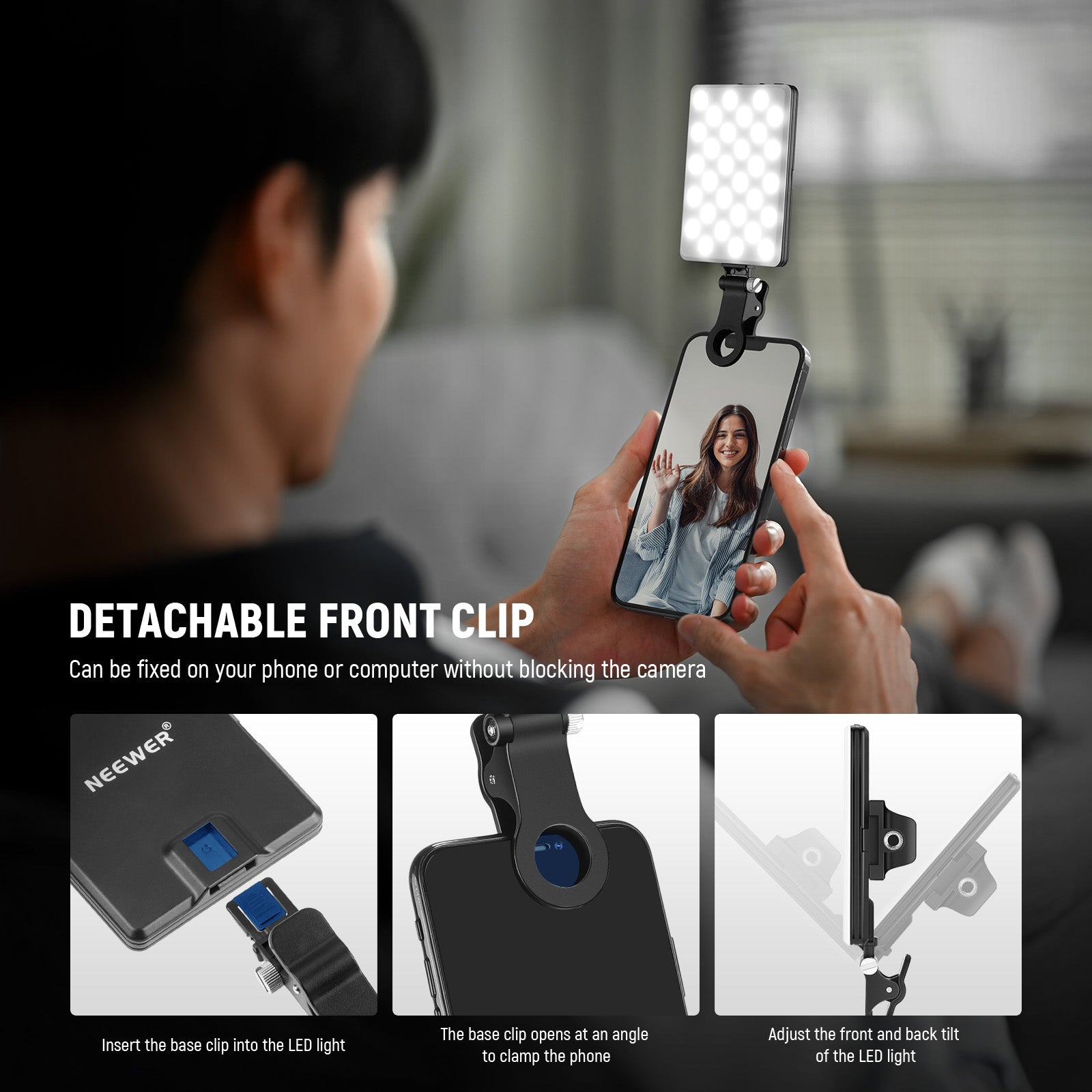 NEEWER BASICS NL 60AI LED Selfie Ring Light with Adjustable Phone Clip - Perfect for TikTok, YouTube Videos & Live Streaming