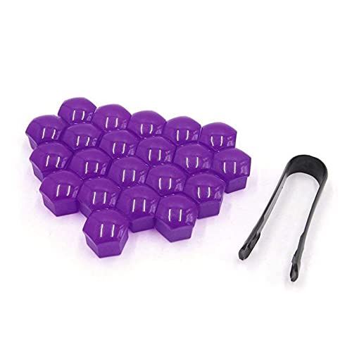 Xianglaa 20-Piece Purple Plastic Wheel Lug Nut Bolt Cover Caps (17mm) with Removal Tool - Essential Car Accessories for Protection & Style | Perfect for Sedans, SUVs, and Trucks