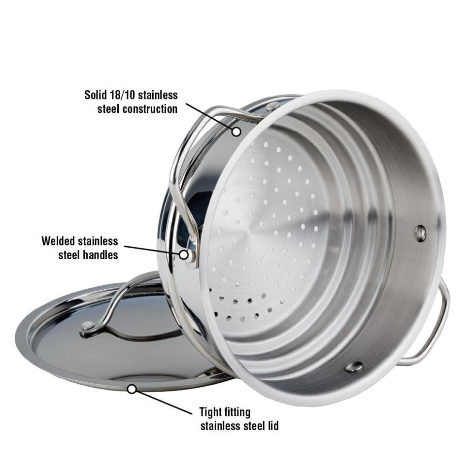 MEYER CANADA Premium Stainless Steel Steamer with Lid - Perfect for Healthy Cooking, Vegetables & Dumplings | Durable Kitchen Essential for Steam Cooking at Home