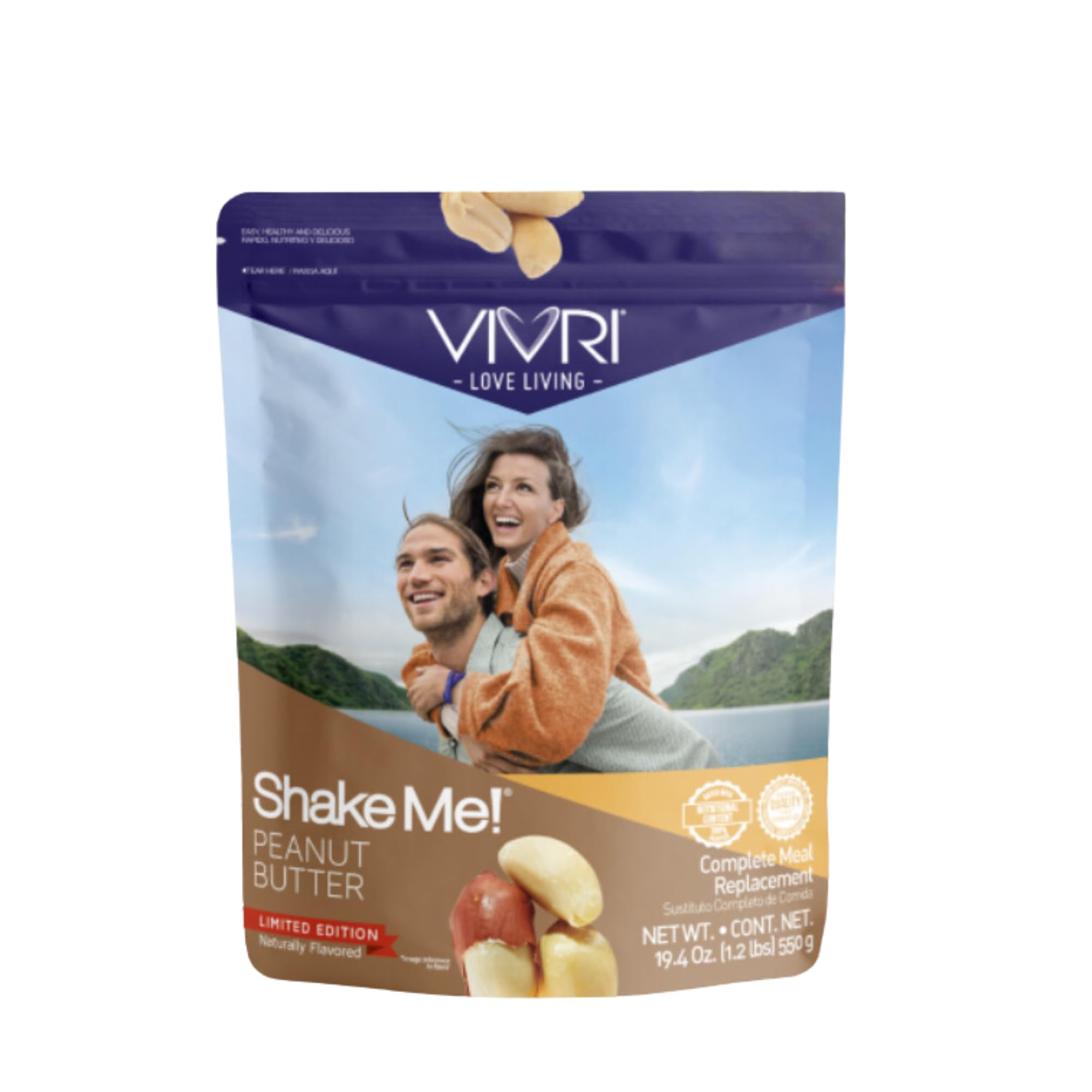 Vivri Shake Me Peanut Butter Protein Shake - 19.4 Oz | High Protein Vegan Healthy Snacks | Peanut Butter Protein Powder with Vitamin B Complex & Stevia | Meal Replacement for Weight Loss & Muscle Recovery | Perfect for Post-Workout, Breakfast or On-the-Go Nutrition