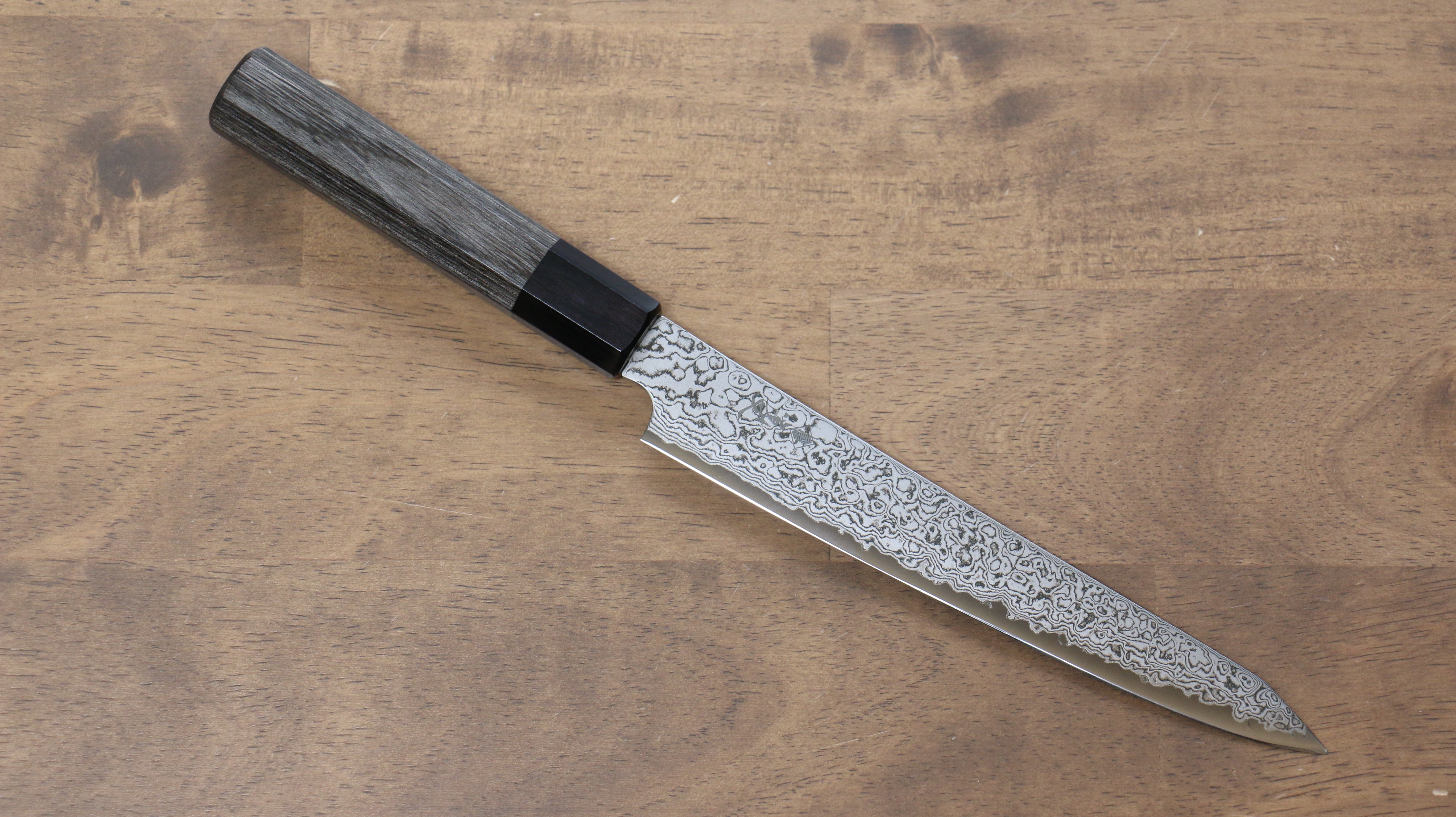 VG10 Damascus Kiritsuke Petty Utility Knife 180mm - High Carbon Stainless Steel Blade with Gray Pakka Wood Handle - Perfect for Slicing, Dicing & Precision Kitchen Tasks