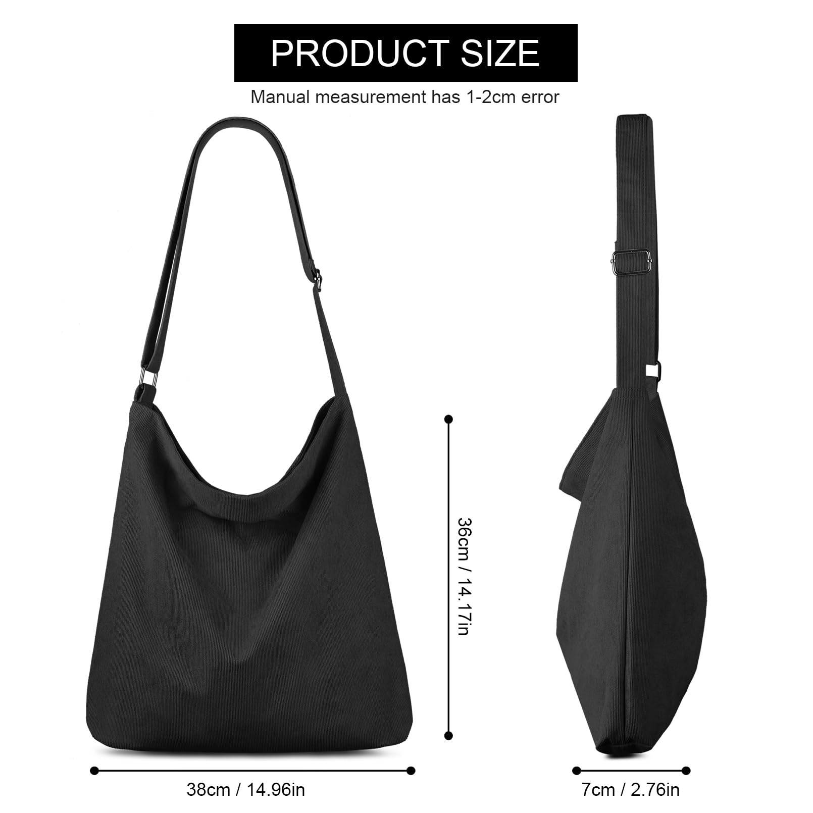 Kememo Women's Crossbody Hobo Bag - Corduroy Tote with Zipper Closure, Large Capacity Shoulder Purse for Work, School & Shopping | Stylish Everyday Handbag for Women & Girls
