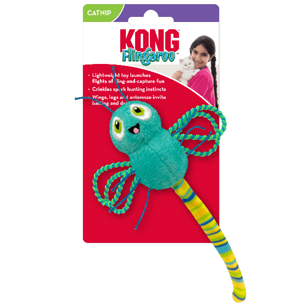KONG Flingaroo Dragonfly Cat Toy - Interactive Flying Pet Toy for Indoor & Outdoor Play - Fun Exercise for Kittens & Adult Cats