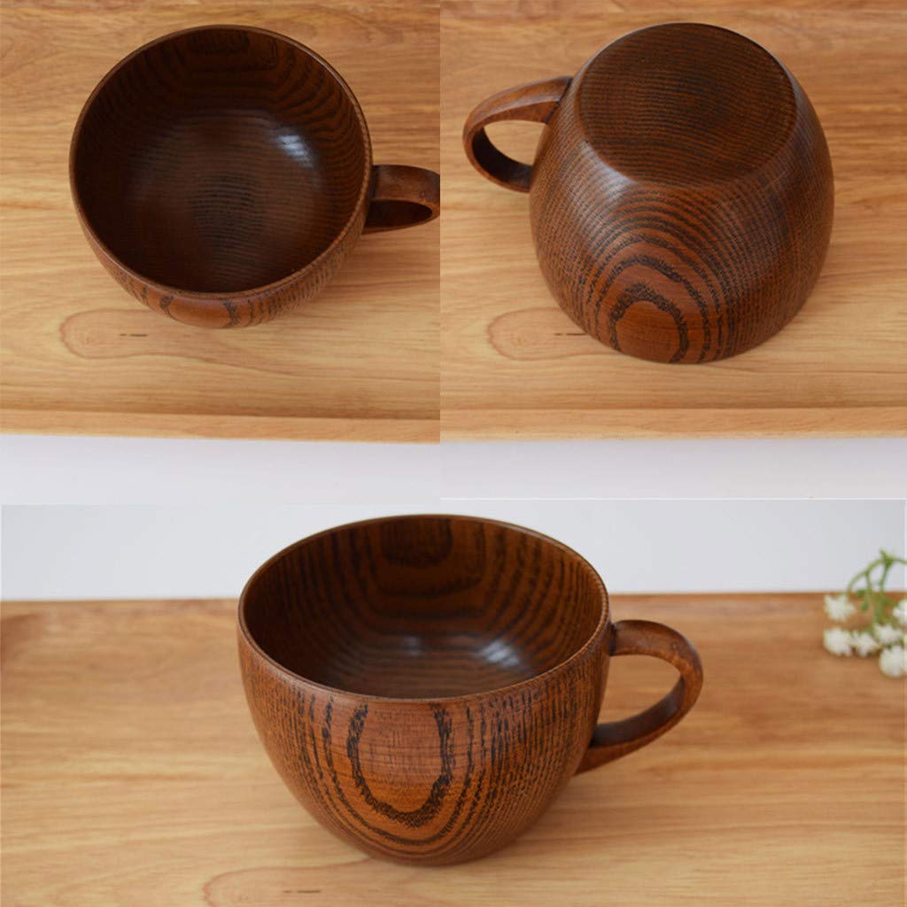 Guolarizi Natural Tea & Coffee Mug - Handmade Wooden Milk & Beer Cup for Kitchen, Dining & Bar - Rustic Brown Ceramic Mug for Hot/Cold Drinks at Home or Office