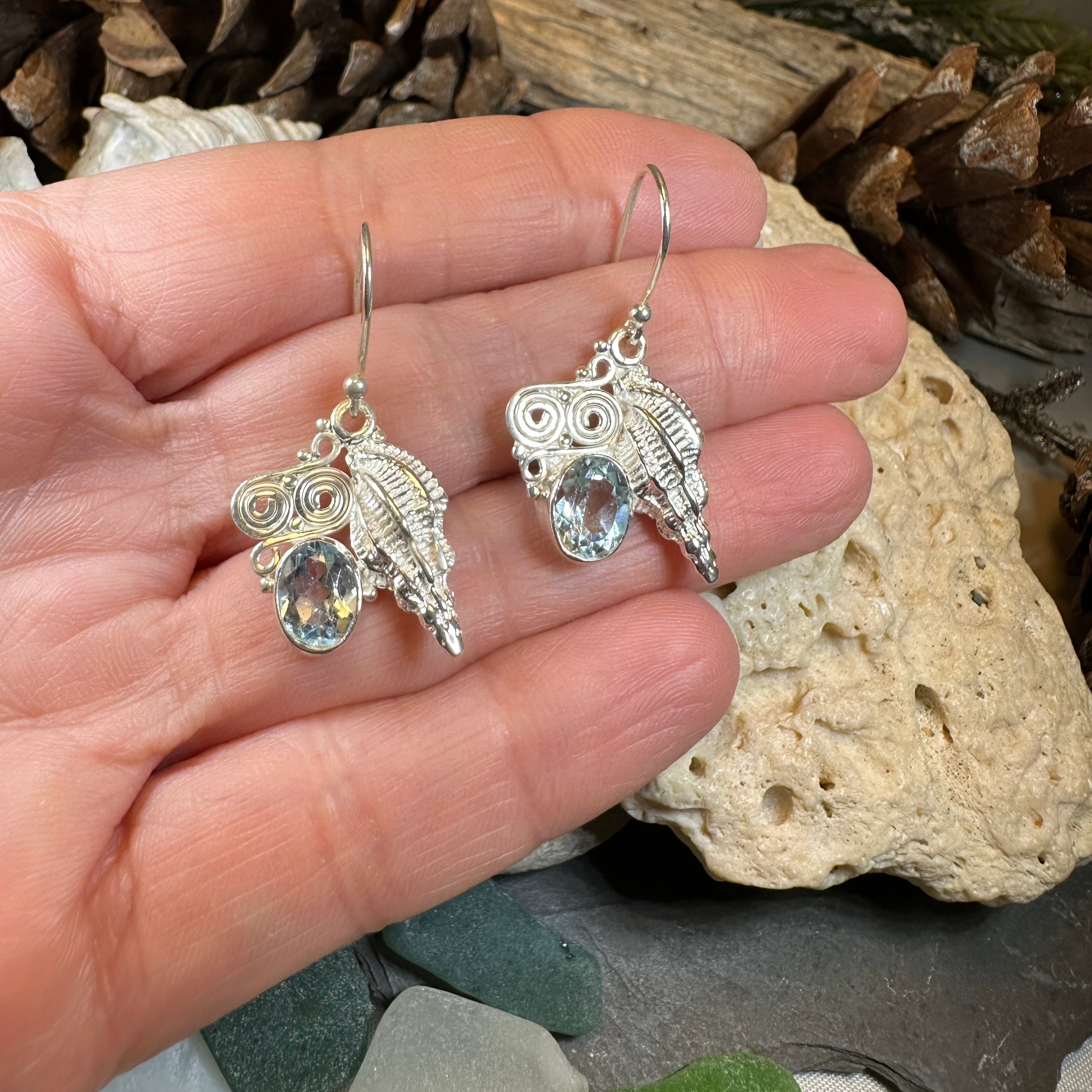 Blue Ocean Shell Earrings for Women - Handmade Beach Jewelry, Boho Chic Dangle Earrings for Summer, Vacation, and Party Accessories