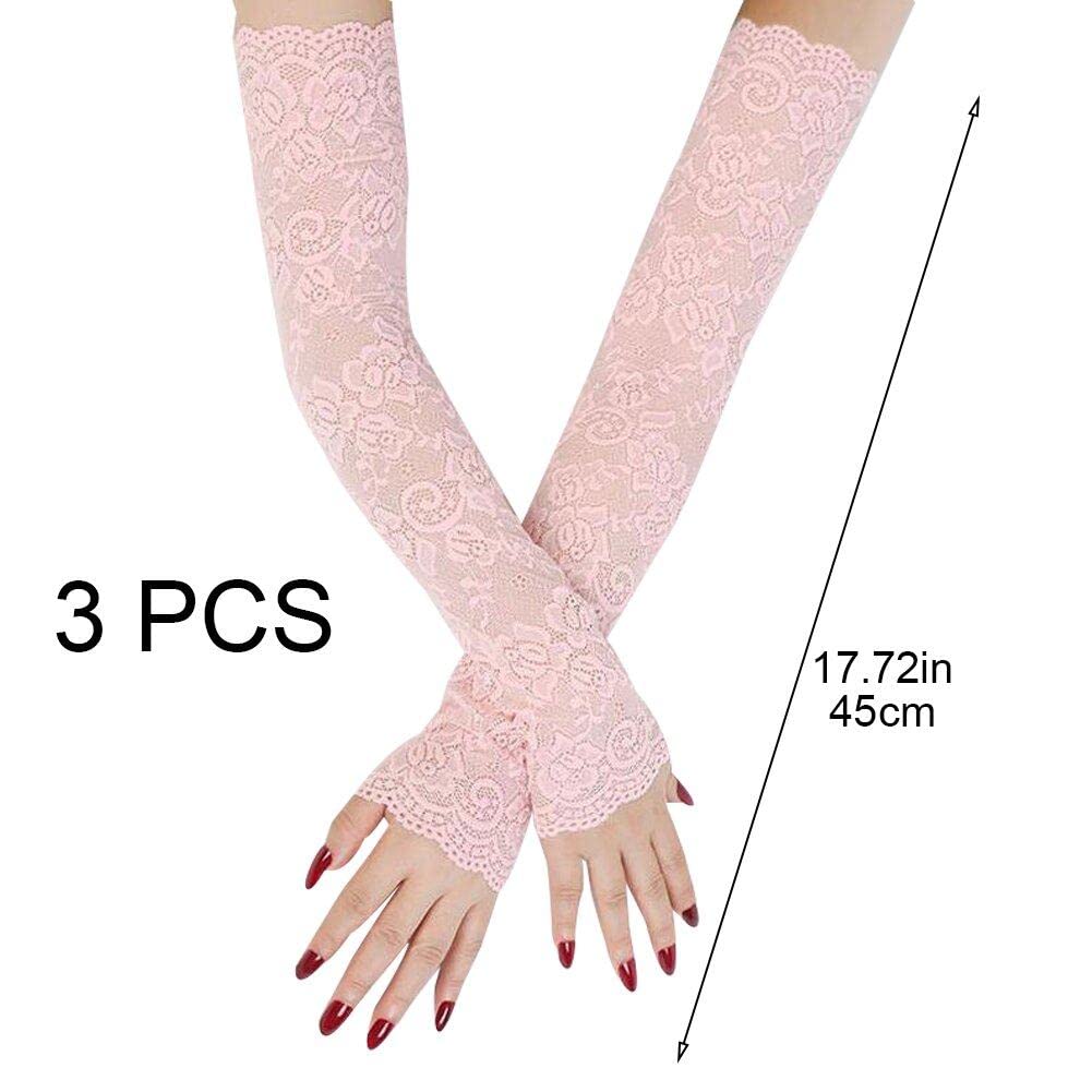 UV Protection Long Lace Sleeves for Women - Breathable Summer Arm Sleeves, Cycling Gloves & Shoulder Warmers for Outdoor Activities, Sports & Driving