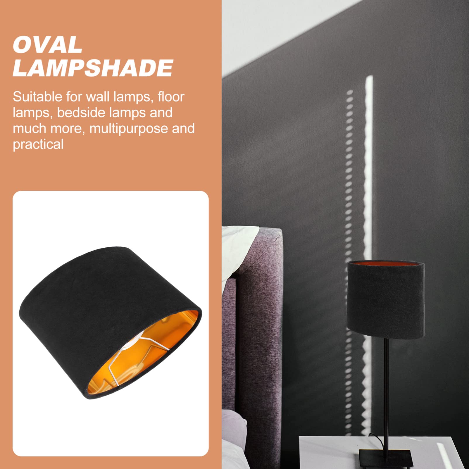 KALLORY Oval Clip-On Lamp Shade - Fabric Lamp Cover for Table, Floor & Pendant Lights - Home Decor Lighting Accessories (Perfect for Living Room, Bedroom & Office Lighting)