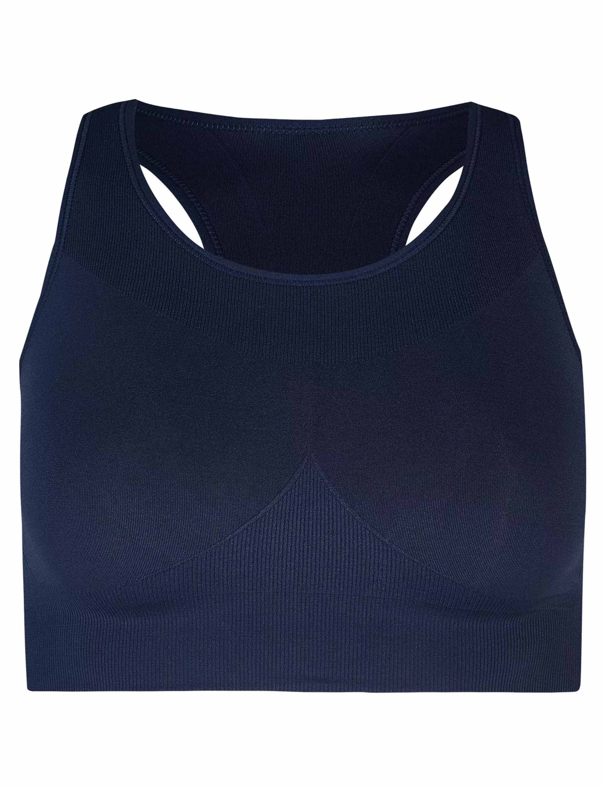 Stamina Seamless Sports Bra for Women - High Support Workout Top in Navy Blue - Perfect for Yoga, Running & Gym