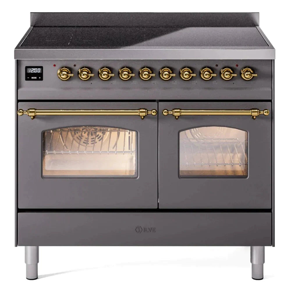 ILVE 40 Nostalgie II Series Freestanding Electric Double Oven Range - 6 Burners, Triple Glass Cool Door, Convection Oven, TFT Display & Child Lock | Perfect for Home Kitchens & Professional Chefs (Model UPDI406NMP)