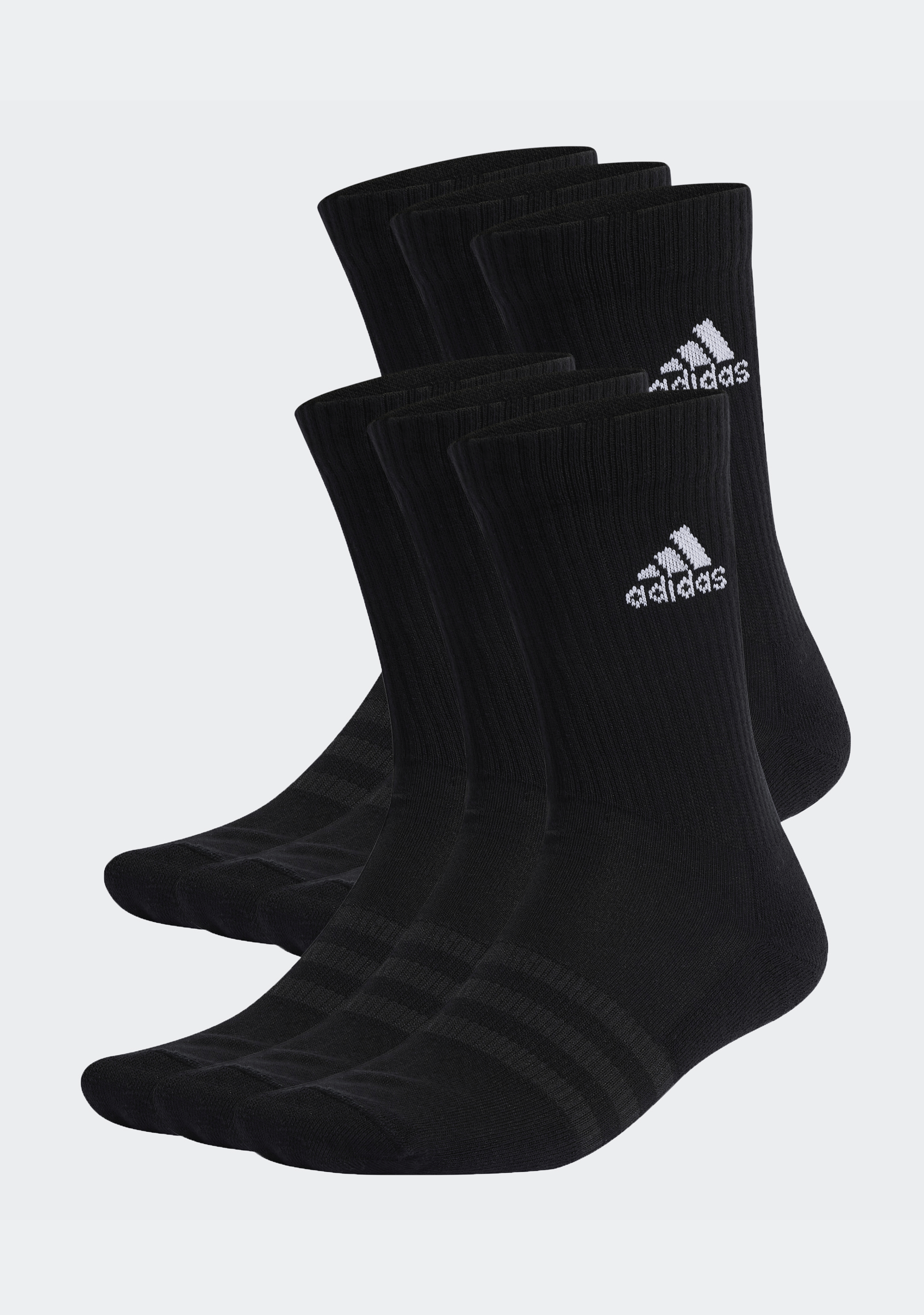 Adidas Performance Cushioned Athletic Crew Socks - 6 Pack Black - Running, Gym & Everyday Comfort Socks for Men & Women