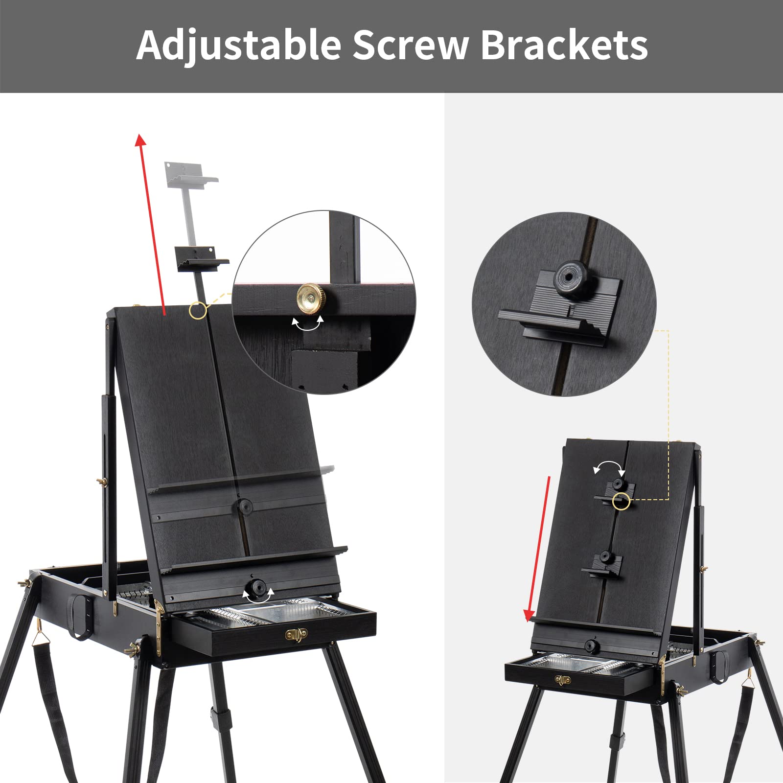 Falling in Art 4-Leg French Easel - Portable Plein Air Painting Studio Stand with Large Storage Drawer | Full-Size Sketchbox Travel Easel for Artists | Perfect for Outdoor Painting, Drawing & Artwork Display
