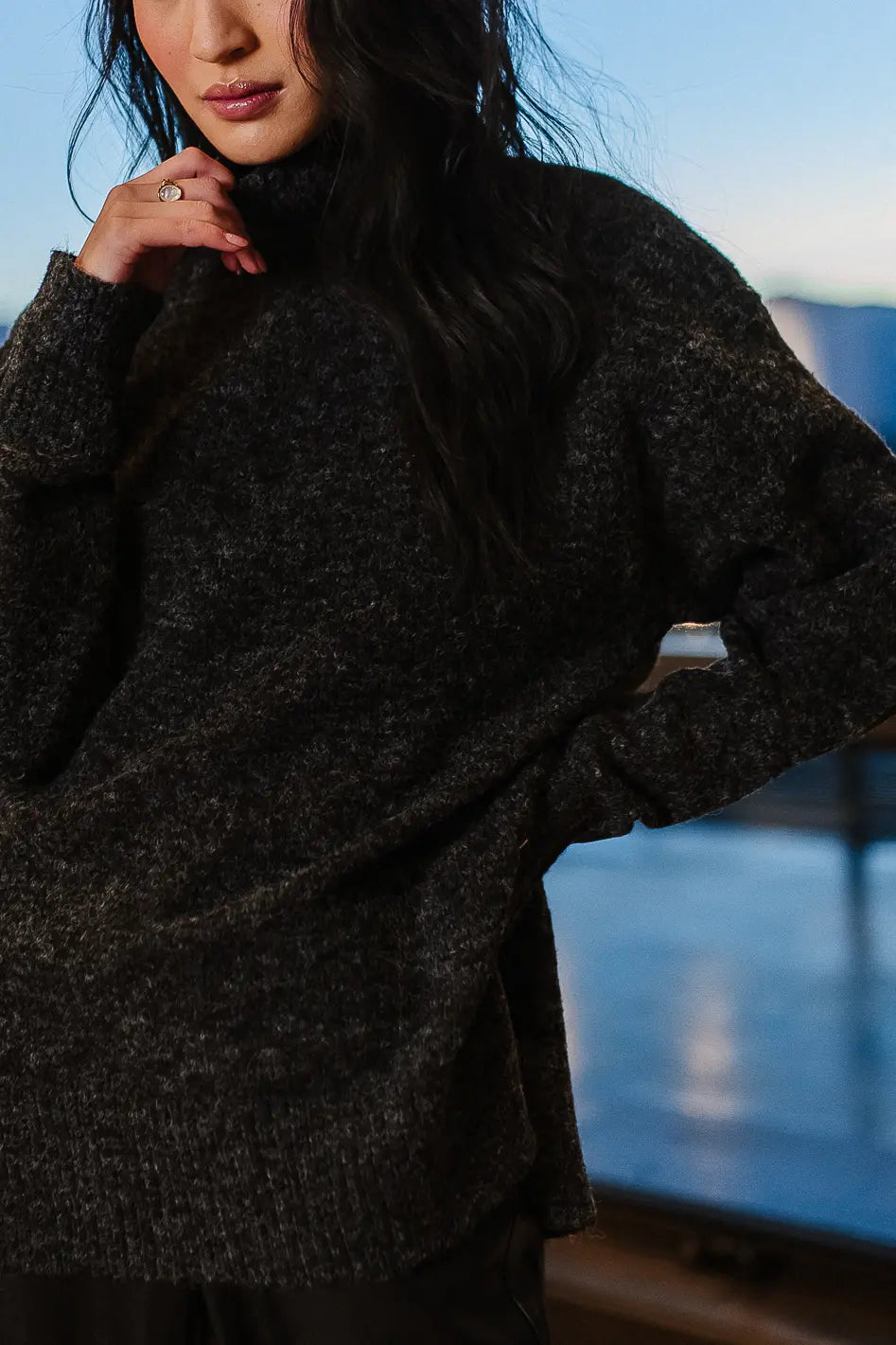 Gracie High Neck Black Sweater for Women | Cozy Winter Pullover | Perfect for Office, Dates & Casual Outfits