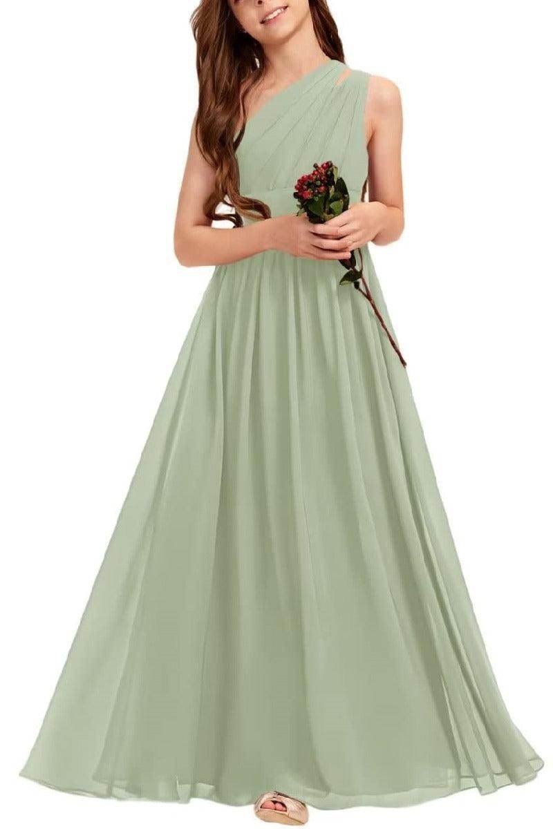 Elegant One Shoulder A-Line Junior Bridesmaid Dress - Perfect for Weddings, Prom & Formal Events (B0C69DBSKL) - Ideal for Flower Girls, Pageants & Special Occasions