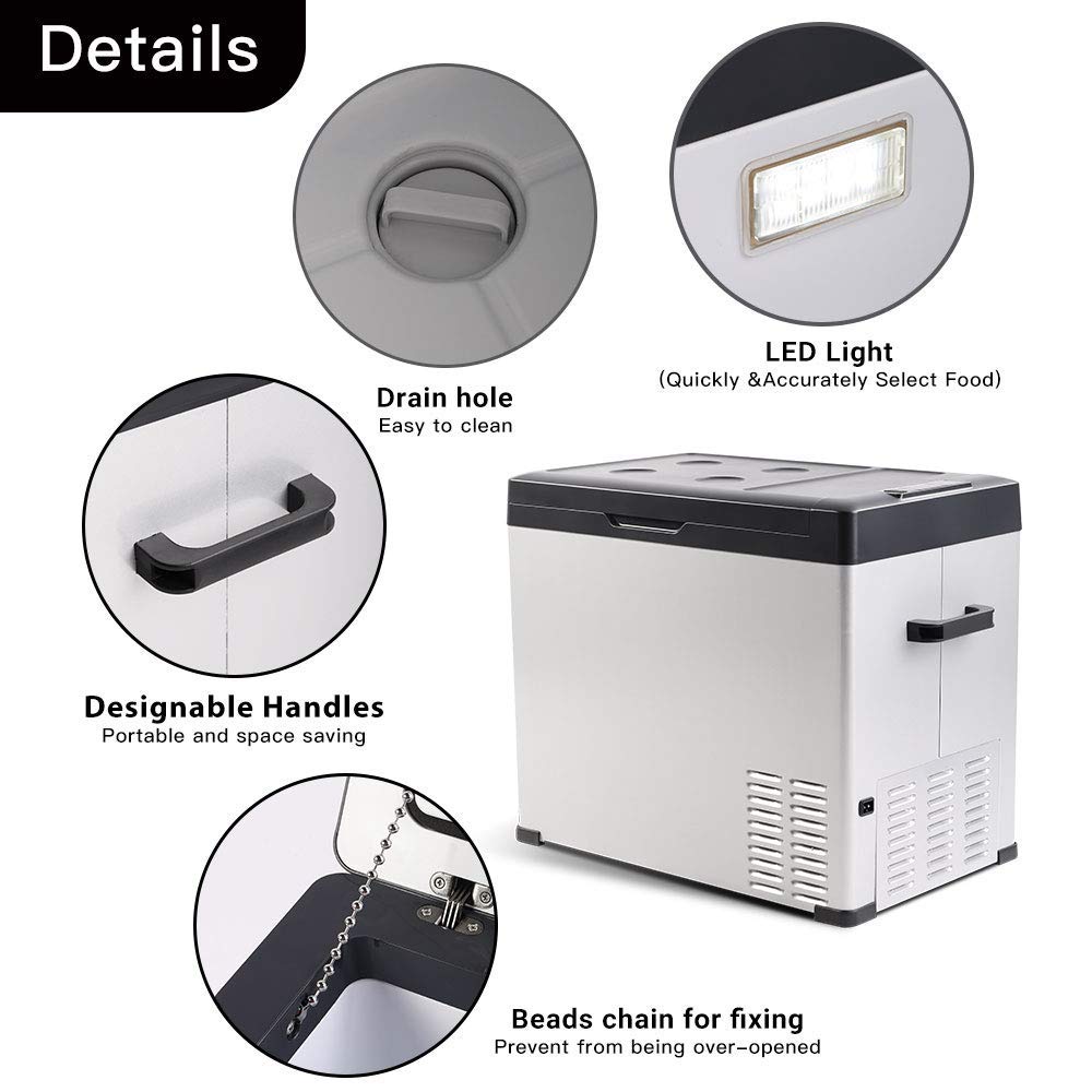 54 Quart RV Refrigerator/Freezer - Portable 12V/24V DC & 90-250V AC Compressor Cooler for Cars, Trucks, RVs, Boats & Home Use - Cools to -4°F (-20°C) - Perfect for Road Trips, Camping & Outdoor Adventures