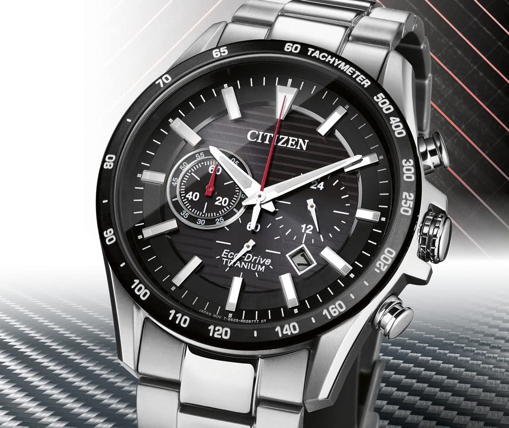 Citizen Men's Eco-Drive Chronograph Titanium Watch - Water Resistant, Solar Powered for Business, Sports & Outdoor Activities