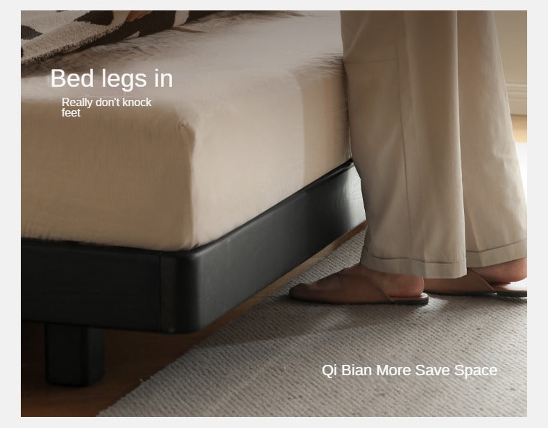 Premium Black Leather Suspension Bed - Luxurious & Durable for Bedroom, Guest Room, or Dorm - Enhances Comfort & Style