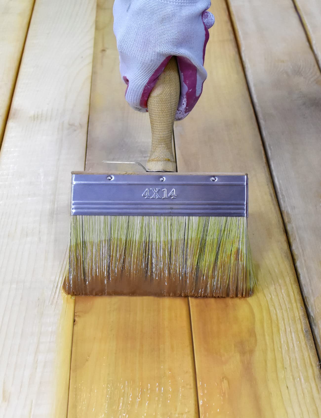 ROLLINGDOG 5.5 Inch Deck Stain Brush - Premium Limewash & Paint Brush with Wooden Handle for Wood, Fence, Floor, Wall Painting - Perfect for Deck Staining, Exterior Wood Finishing & DIY Home Projects
