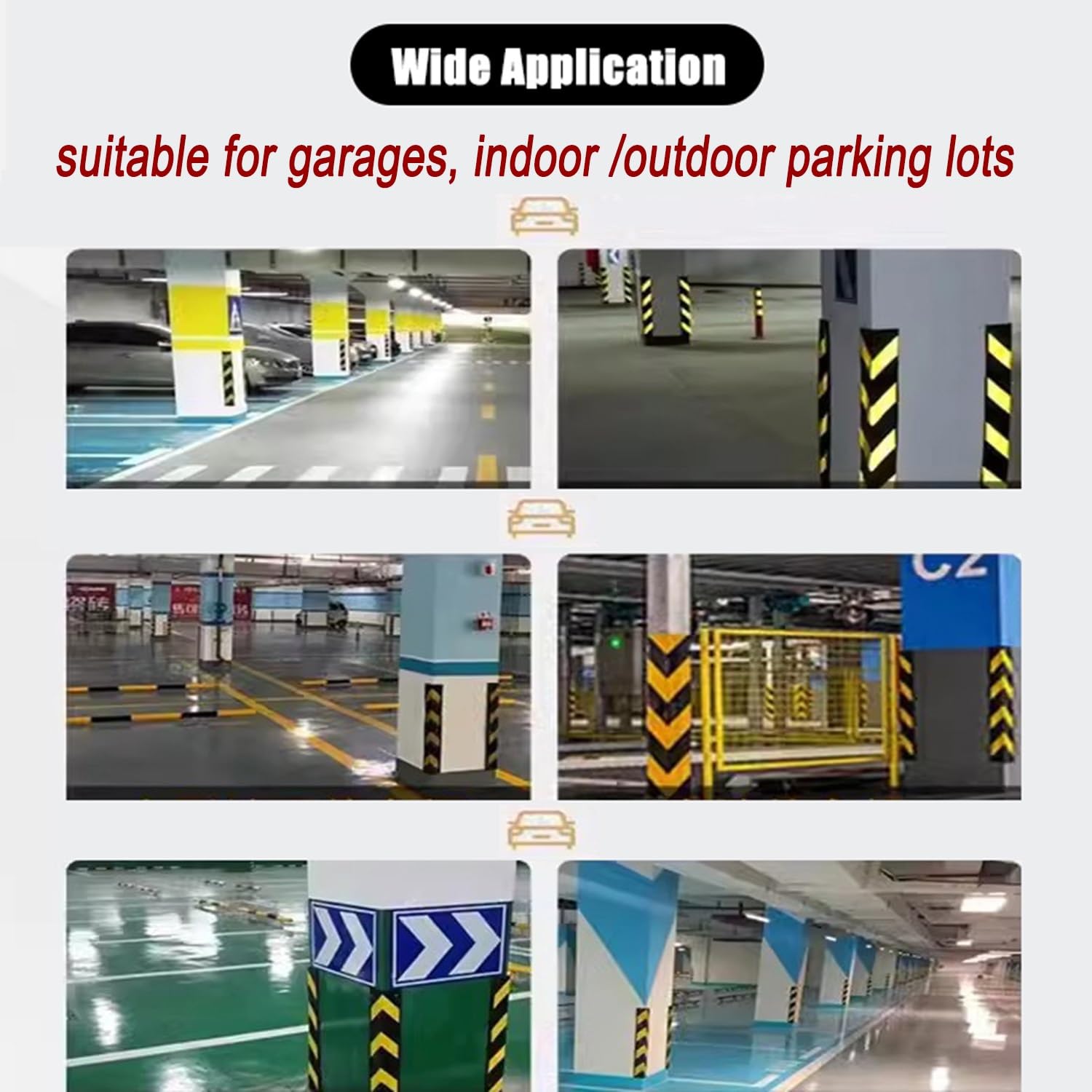 Garage Wall Protector & Corner Guards - Heavy Duty Rubber Bumper Protection for Car Doors, Front Bumpers & Garage Poles | Anti-Collision Padding with Safety Strips | Perfect for Home Garages, Parking Spaces & Tight Corners