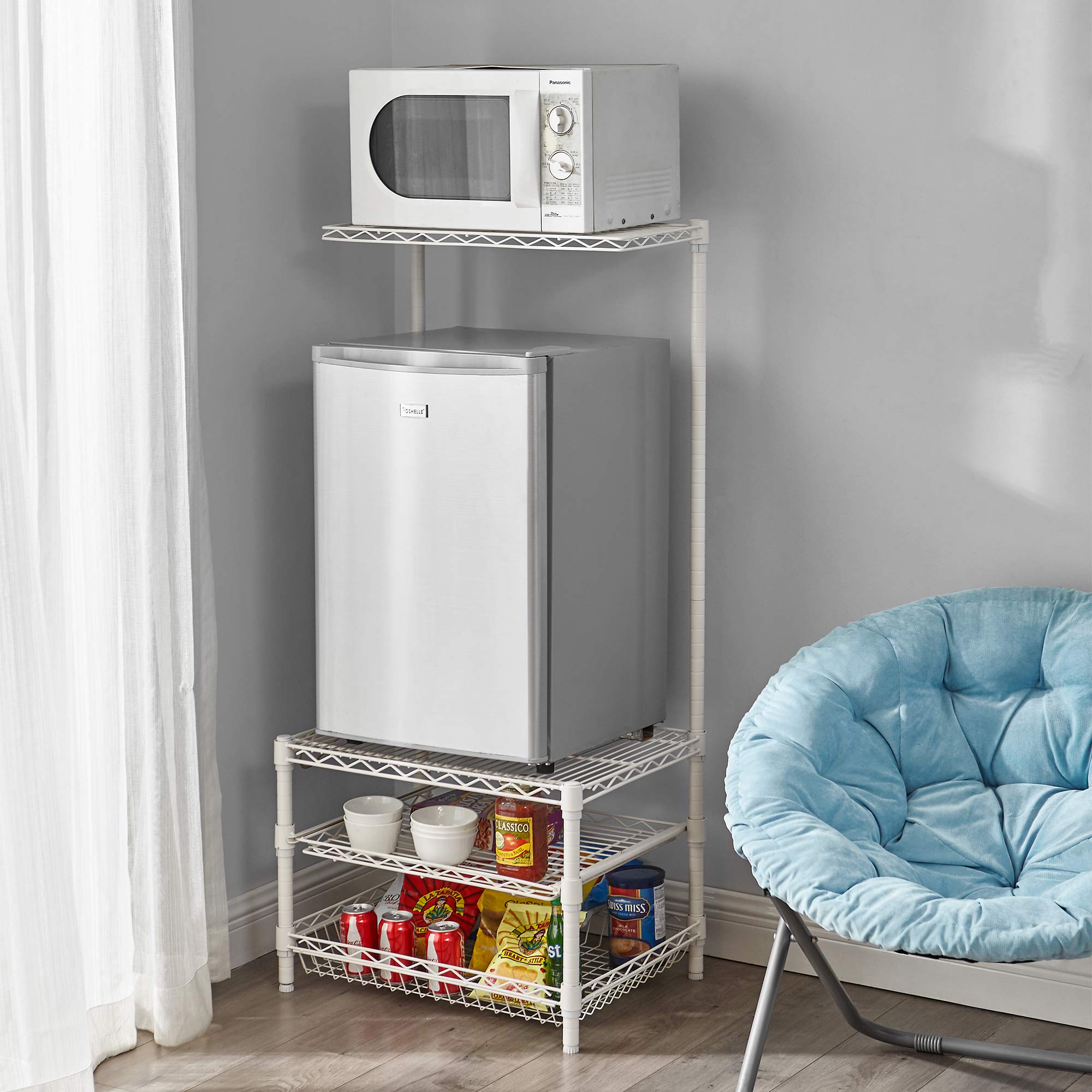 DormCo Suprima® Portable Mini Fridge Organizer - White | Compact Refrigerator Storage for Dorm, Office & Travel | Keep Food & Drinks Fresh Anywhere