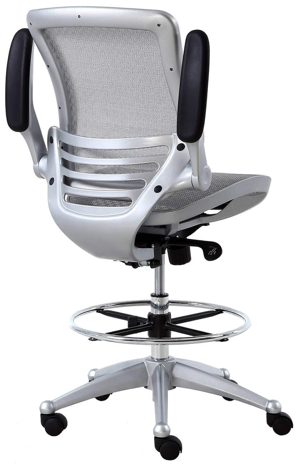 Harwick Evolve All Mesh Heavy Duty Drafting Chair with Platinum Finish [2250D GY] - Ergonomic Office Chair for Architects, Designers & Drafting Professionals