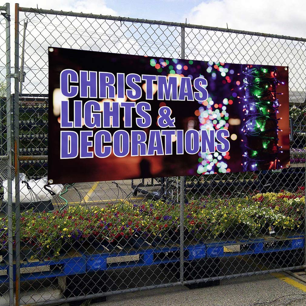Vinyl Banner - 48x96 Inches Weatherproof Outdoor Sign with 8 Grommets for Christmas Decorations, Holidays & Special Occasions - Perfect for Yard, Party, and Commercial Use