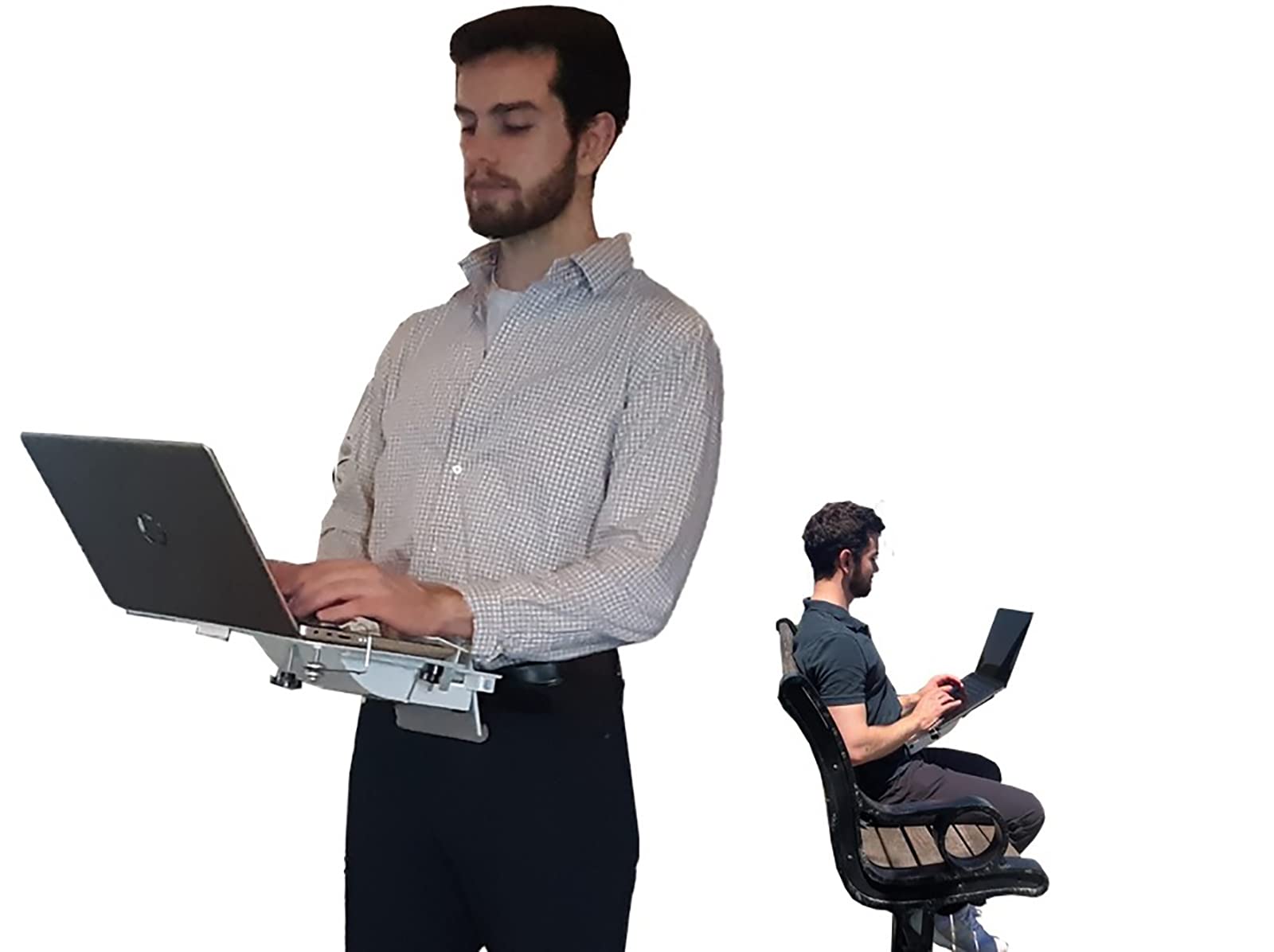 XTOP - Advanced Portable Laptop Desk with Gravity Defying Design - Adjustable Stand for Standing, Walking, Sitting, Reclining & Bed Use - Perfect for Home Office, Dorm Room & Travel (Silver)