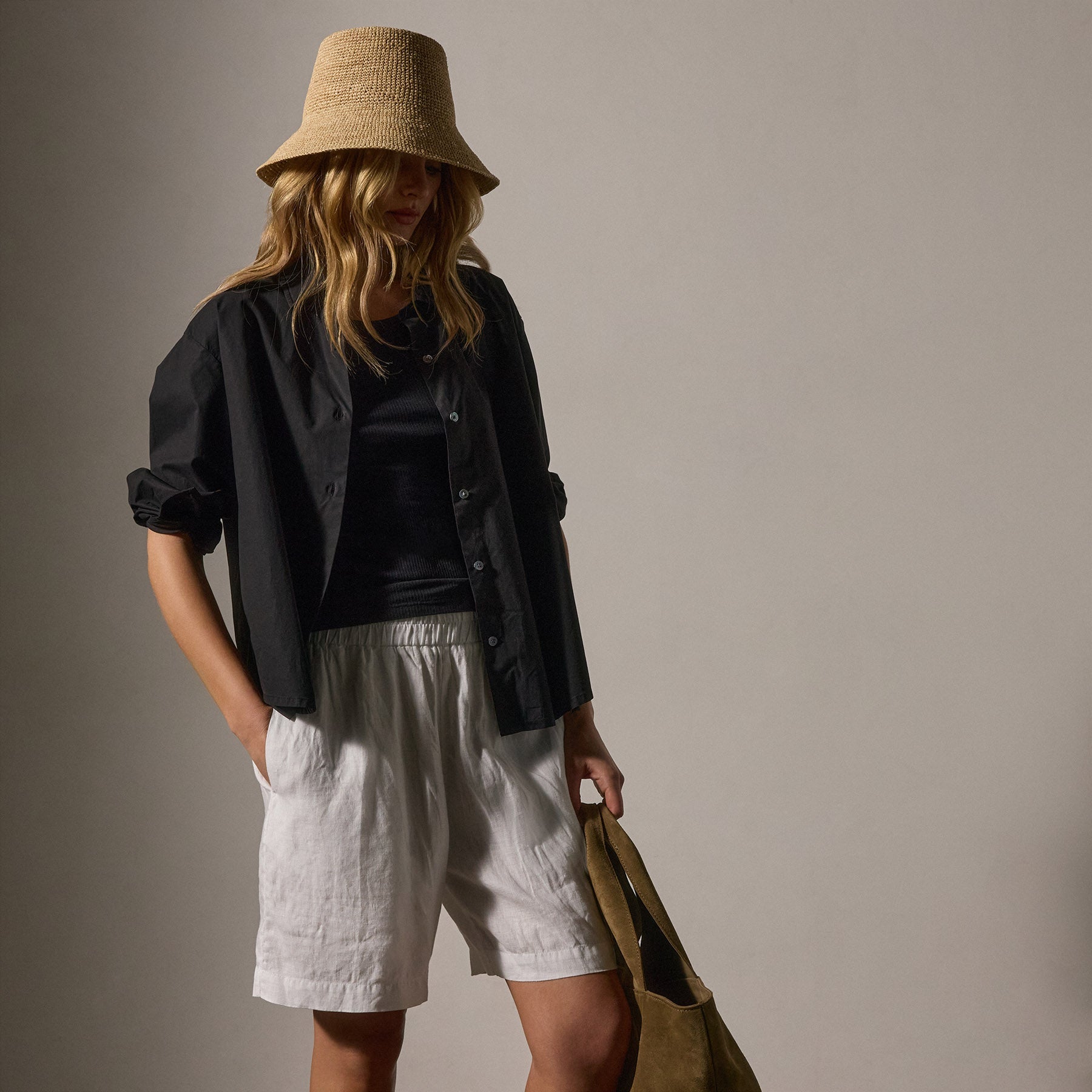 Lightweight Linen Bermuda Shorts for Women - Comfortable White Summer Shorts for Beach, Travel & Casual Wear
