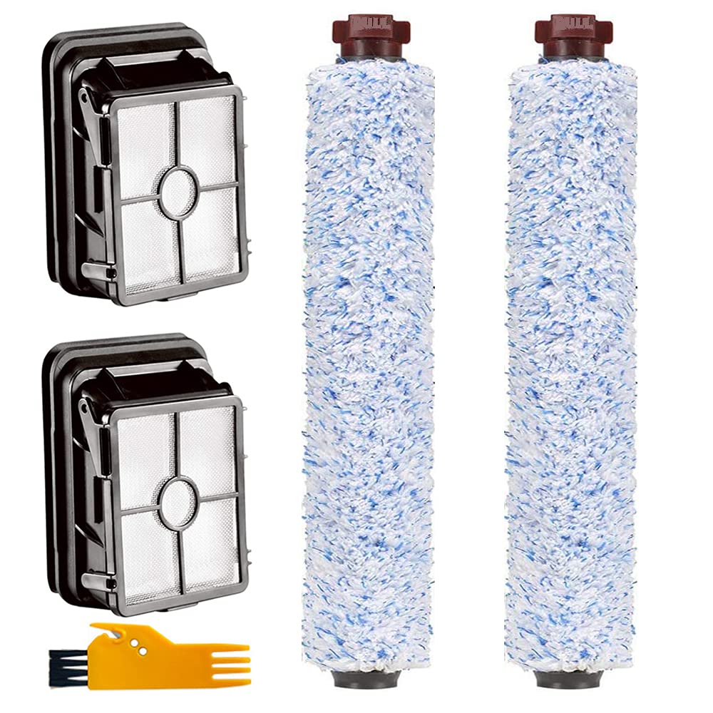 Bissell CrossWave Vacuum Filters & Floor Brush Rollers 4-Pack - Replacement for Parts 1785A 2306A - Perfect for Pet Hair & Hardwood Floors