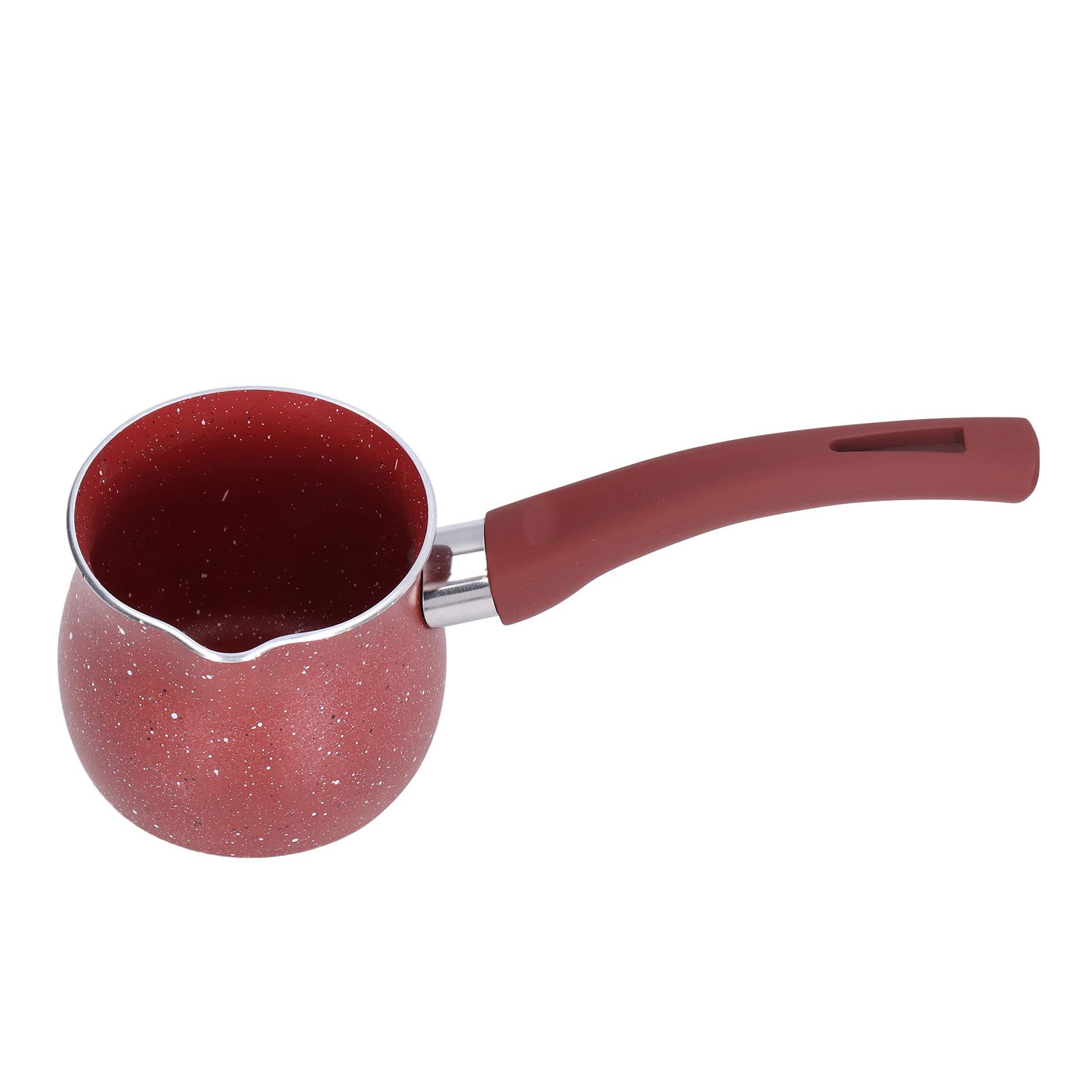 Wallfire Nonstick Milk Pan - Mini Coffee Pot with Single Handle, Aluminum Alloy Cooking Pot for Coffee, Butter & Chocolate (8cm Diameter, Red) - Perfect for Home Brewing, Melting Chocolate & Making Sauces