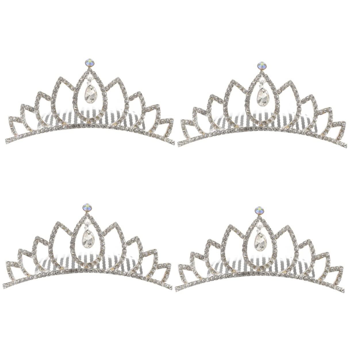 4pcs Vintage Rhinestone Crown Hair Combs - Alloy Pearl Bridal Tiara Comb for Kids, Bride & Wedding | Elegant Hair Accessories for Parties, Prom & Special Occasions