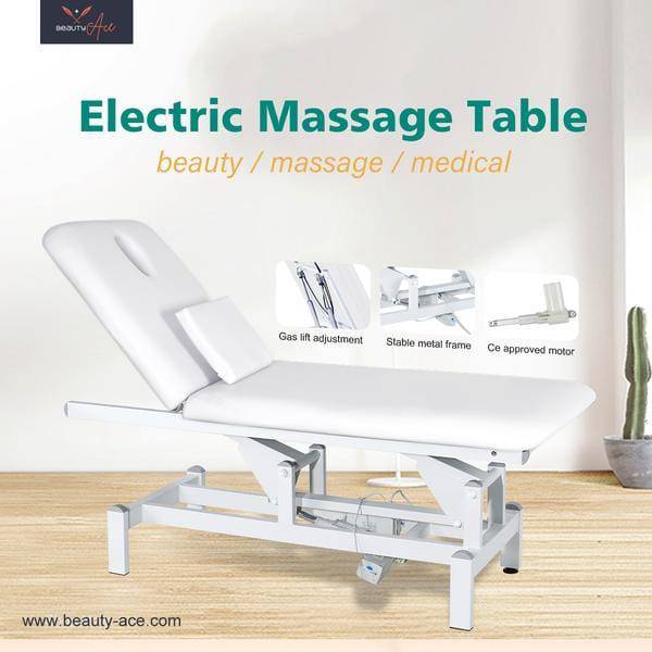 2-Section Adjustable Electric Beauty Bed & Massage Table with Dual Motors - White BA8231 | Perfect for Spa, Salon & Home Relaxation