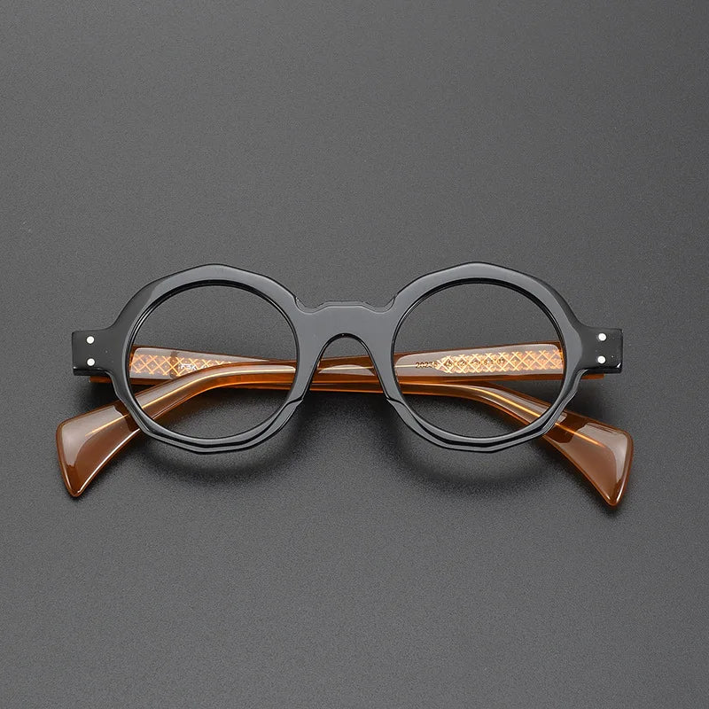 CCspace Unisex Full Rim Large Round Acetate Eyeglasses 57333 - Stylish & Lightweight Glasses for Men & Women - Perfect for Reading, Driving & Fashion Accessories