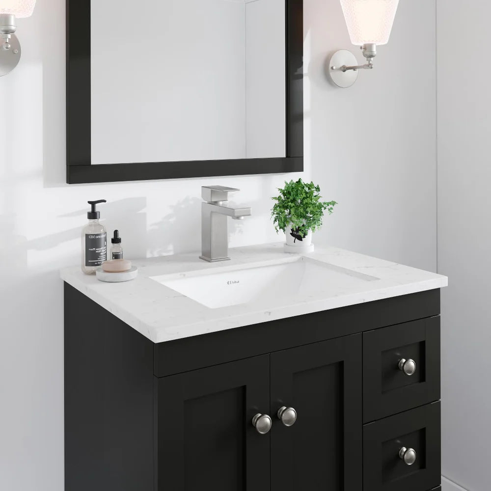 Eviva Acclaim 24 Inch Modern Bathroom Vanity Set with Carrara Quartz Countertop - Perfect for Small Bathrooms, Powder Rooms & Master Bath Renovations