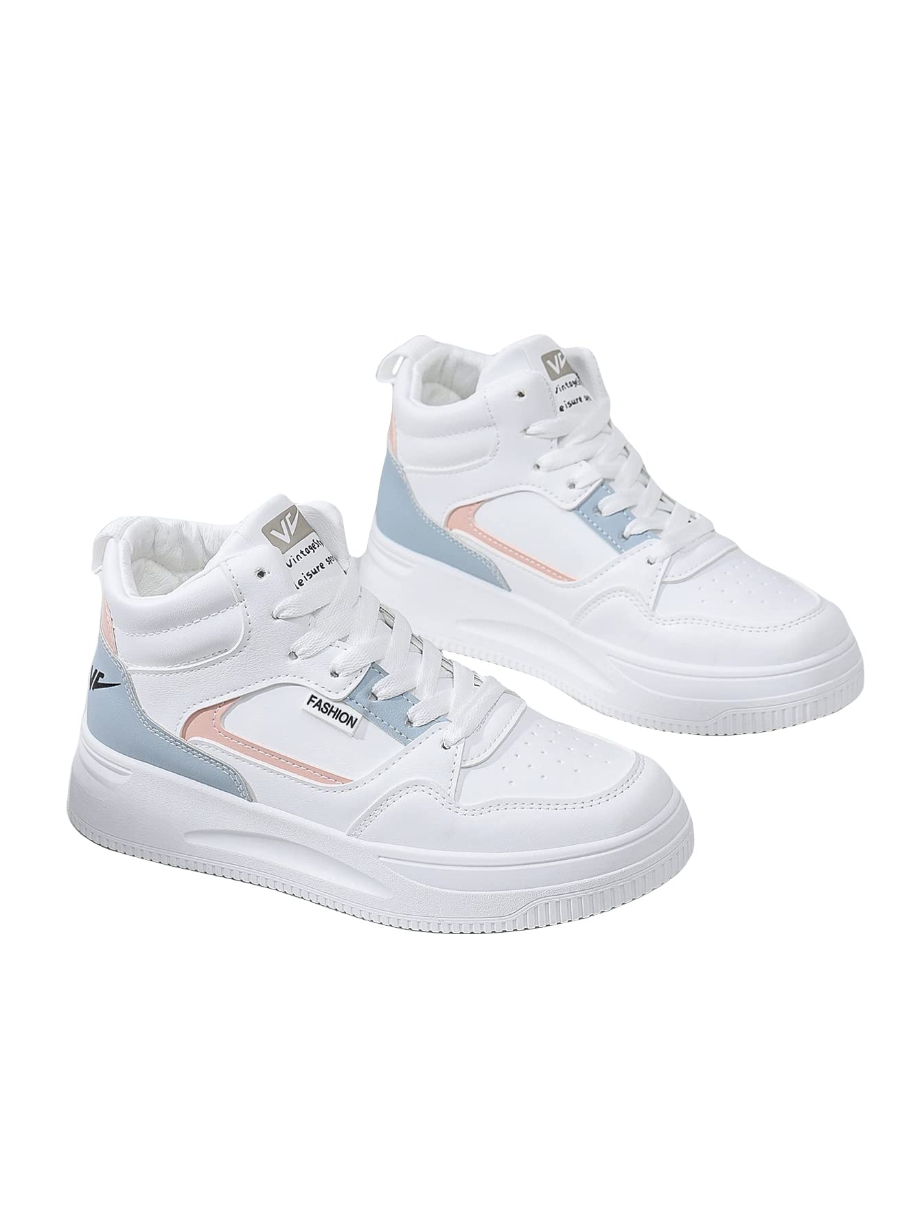 GORGLITTER Women's Color Block Platform Sneakers - High Top Casual Sports Shoes with Chunky Heel for Walking, Running & Street Fashion Outfits