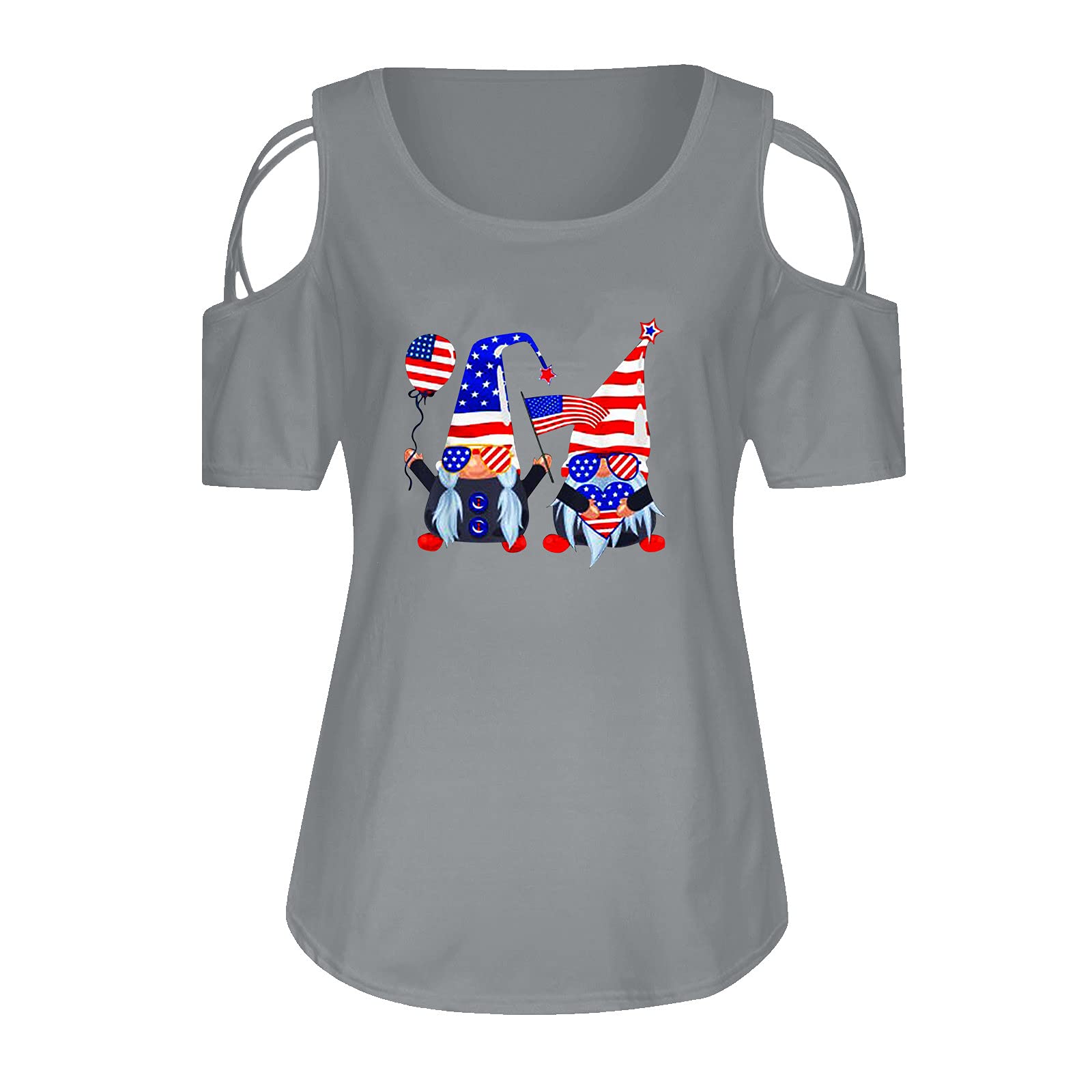 Women's Casual Short Sleeve Flag Print T-Shirt - Loose Fit Tunic Top Blouse for Summer, Beach, and Everyday Wear