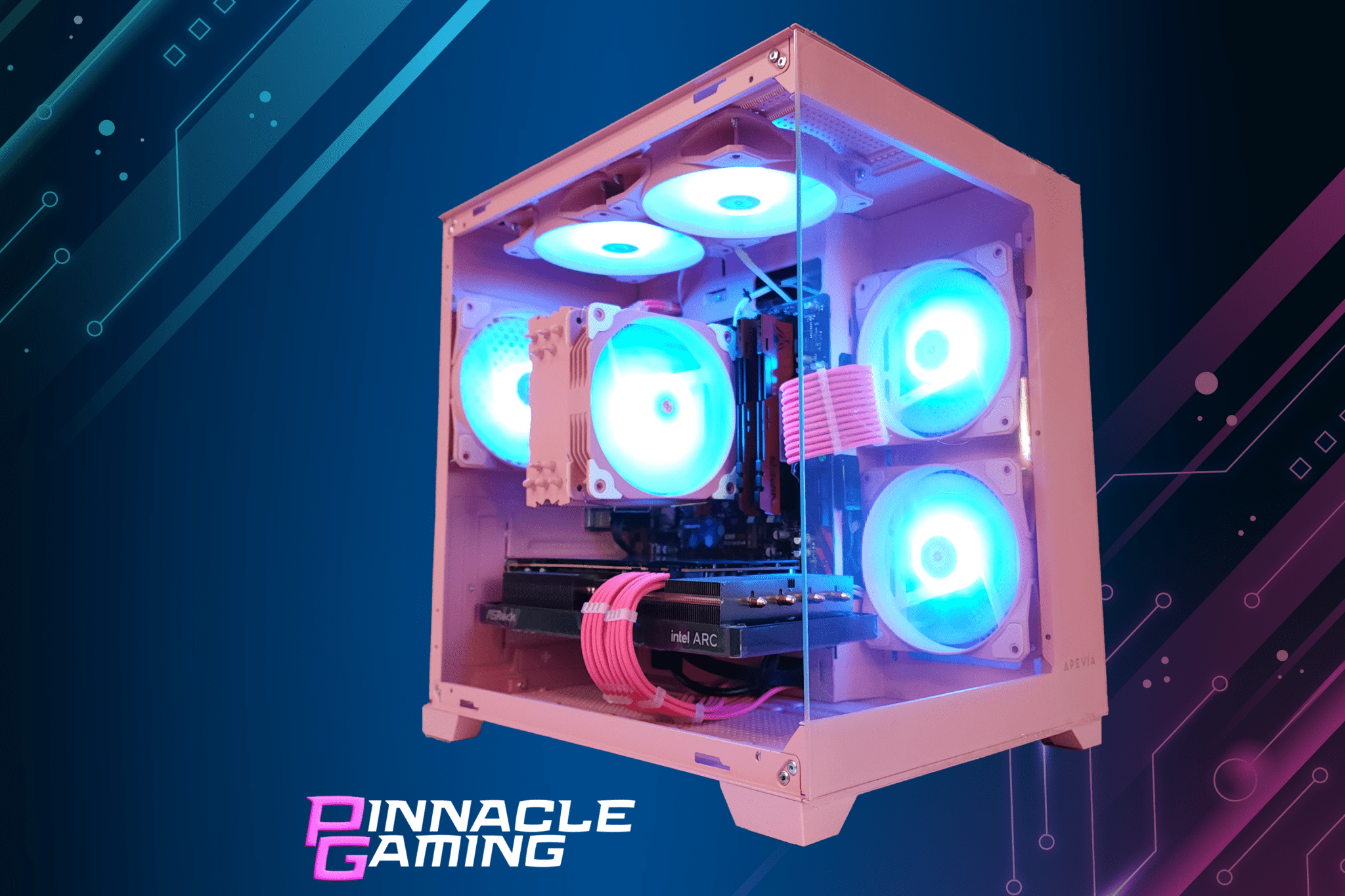 Custom Gaming Desktop PC - Intel Core i7, RTX 4060, 2TB SSD, 32GB DDR4, Pink Prism Case - High Performance Computer for Esports, Streaming & VR Gaming