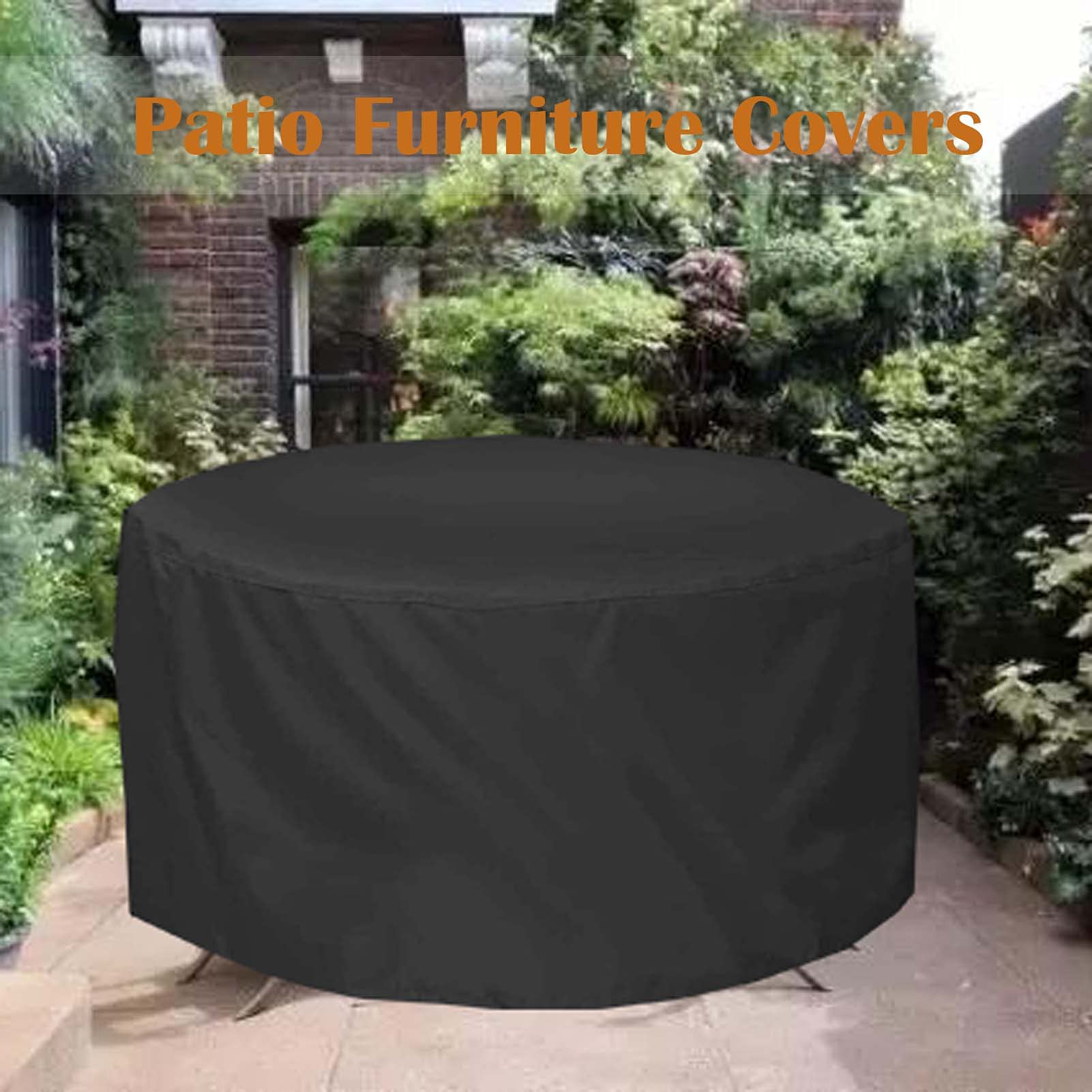 53x31 Inch Heavy Duty Waterproof Round Patio Furniture Cover - 420D UV Resistant Fabric for Outdoor Dining Table & Chairs Set - Perfect for Backyard, Garden, and Poolside Protection