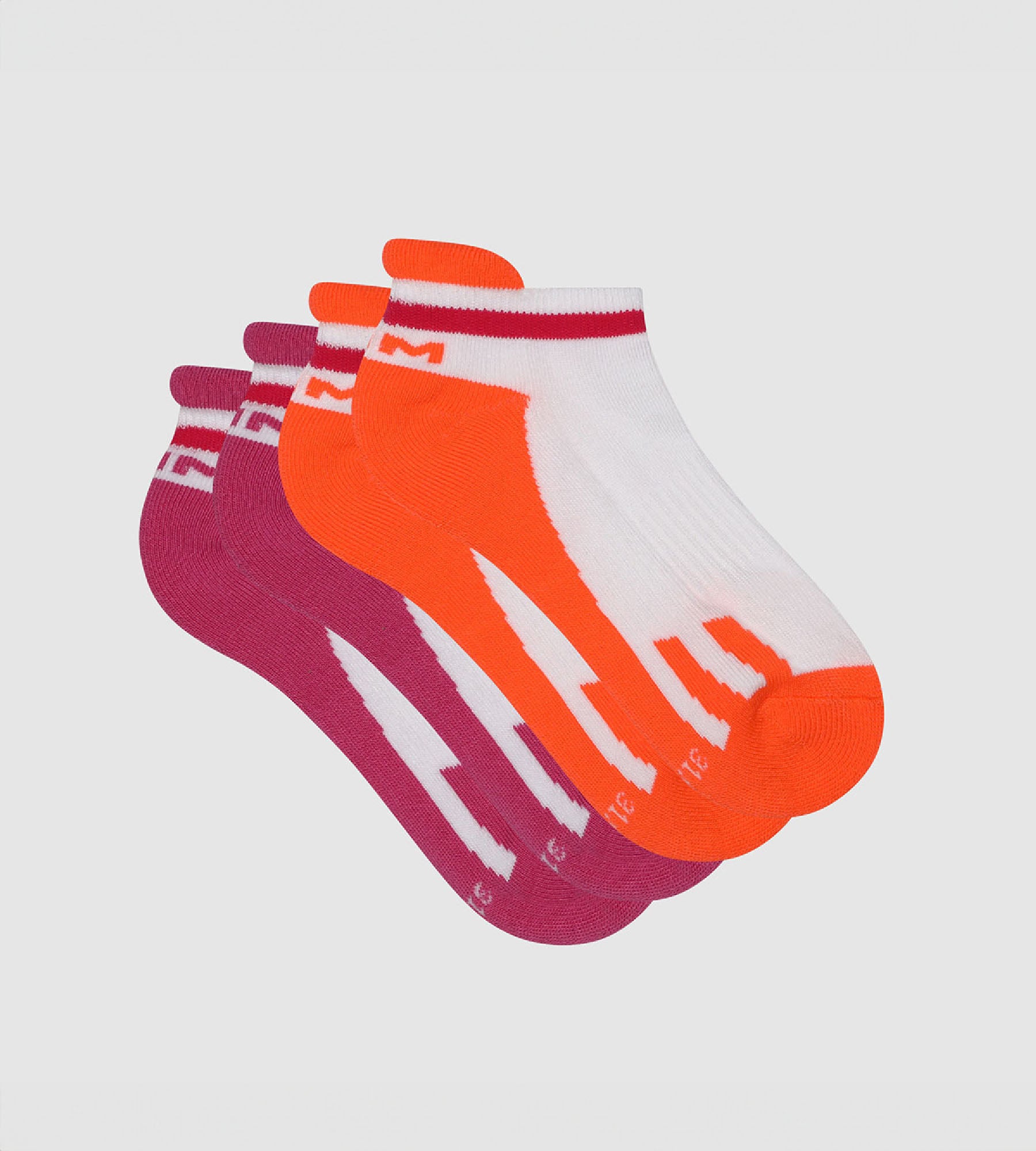 2 Pairs Kids Retro Coral Pink Sport Socks - Comfortable & Breathable for School, Sports & Daily Wear