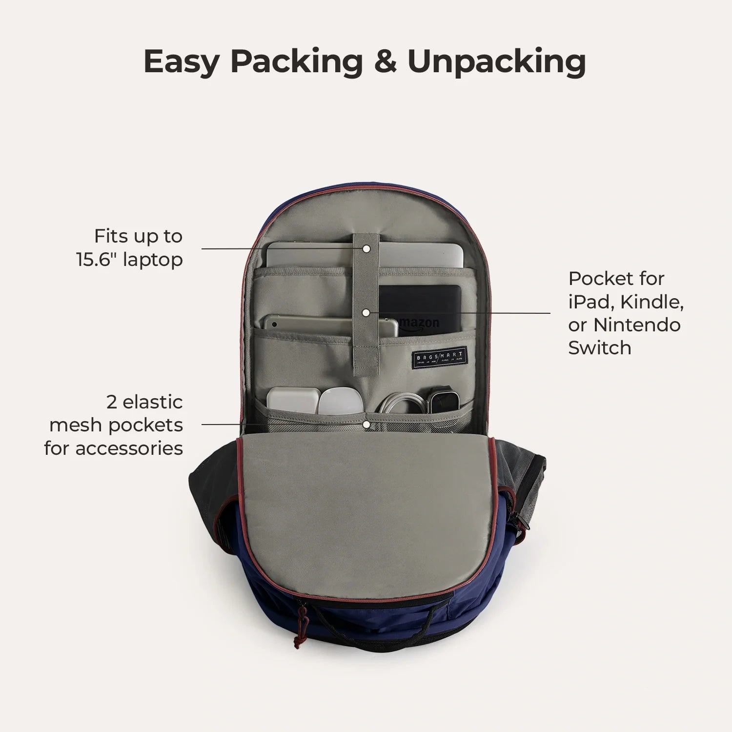 15.6 Inch Laptop Backpack for Men & Women - Waterproof Travel Backpack with USB Charging Port - Perfect for Work, School, and Business Trips