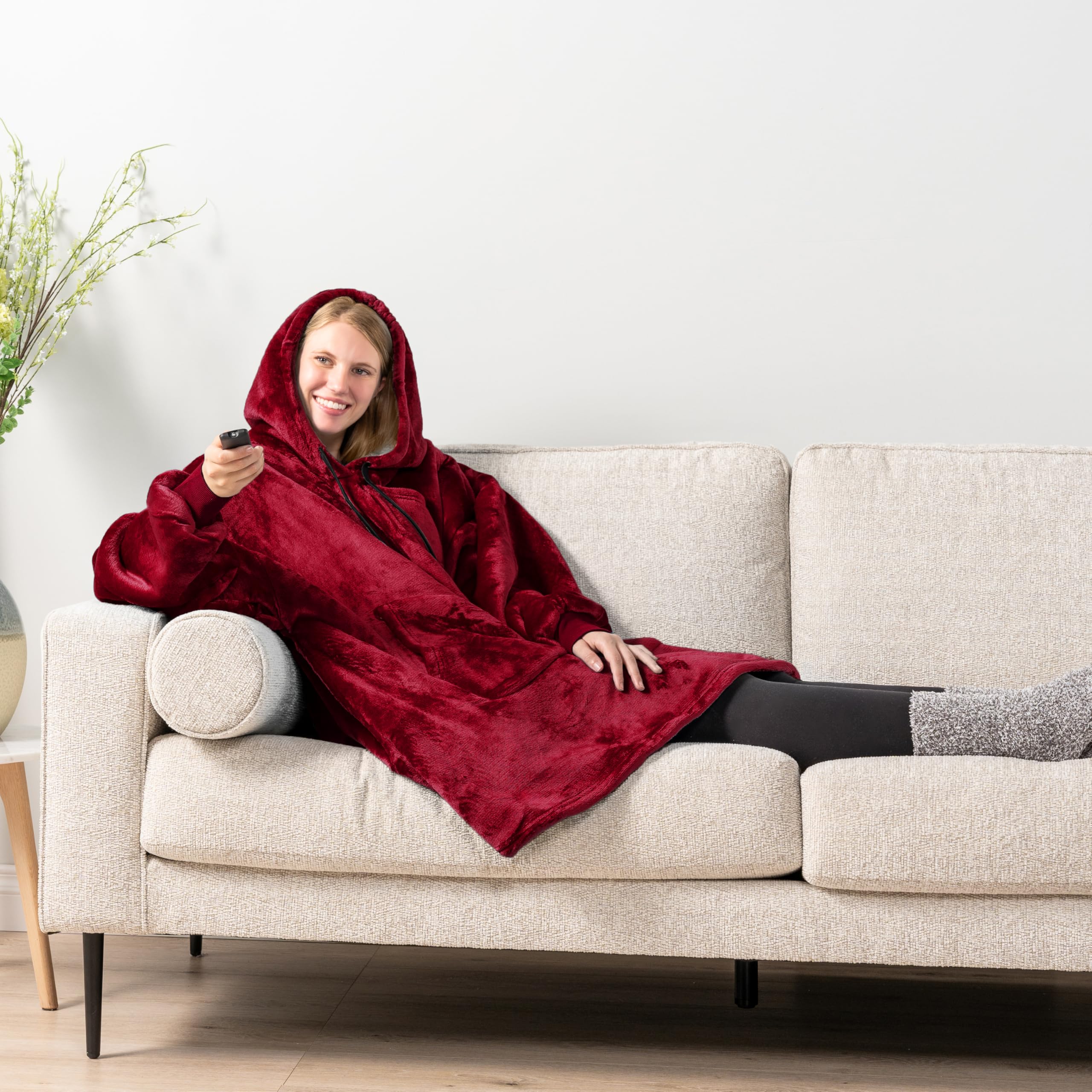 PAVILIA Women's Sherpa Wearable Blanket Hoodie - Oversized Fleece Hooded Sweatshirt for Men & Women | Cozy Lounge Wear for Movie Nights, Camping & Home Relaxation